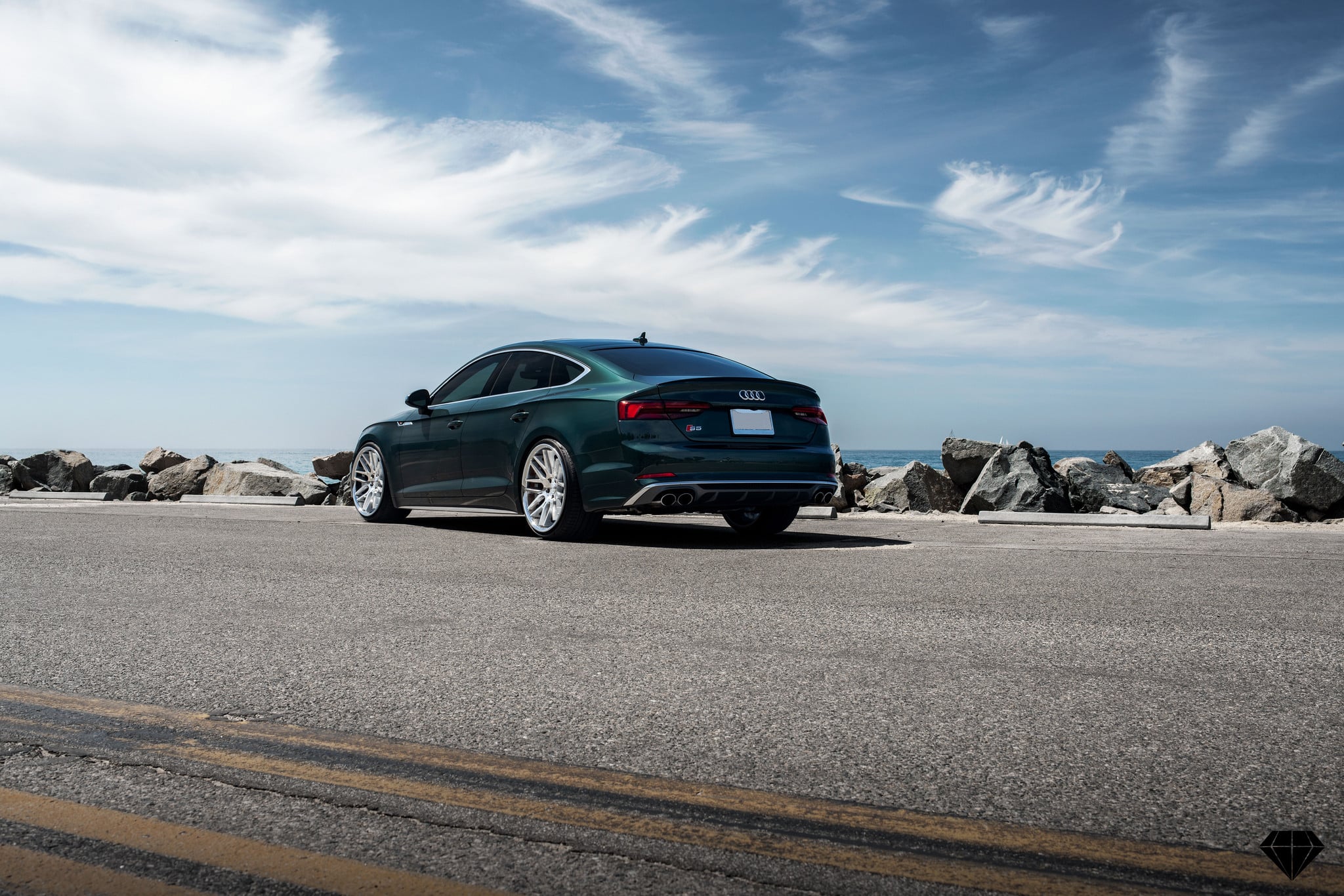 Green Audi S5 with Aftermarket Red LED Taillights - Photo by Blaque Diamond Wheels