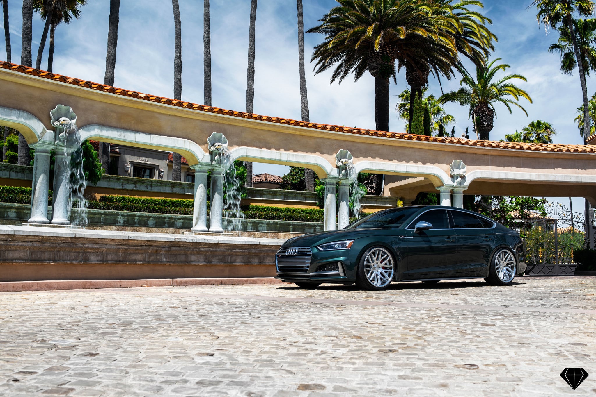 Silver Blaque Diamond Wheels on Green Audi S5 - Photo by Blaque Diamond Wheels