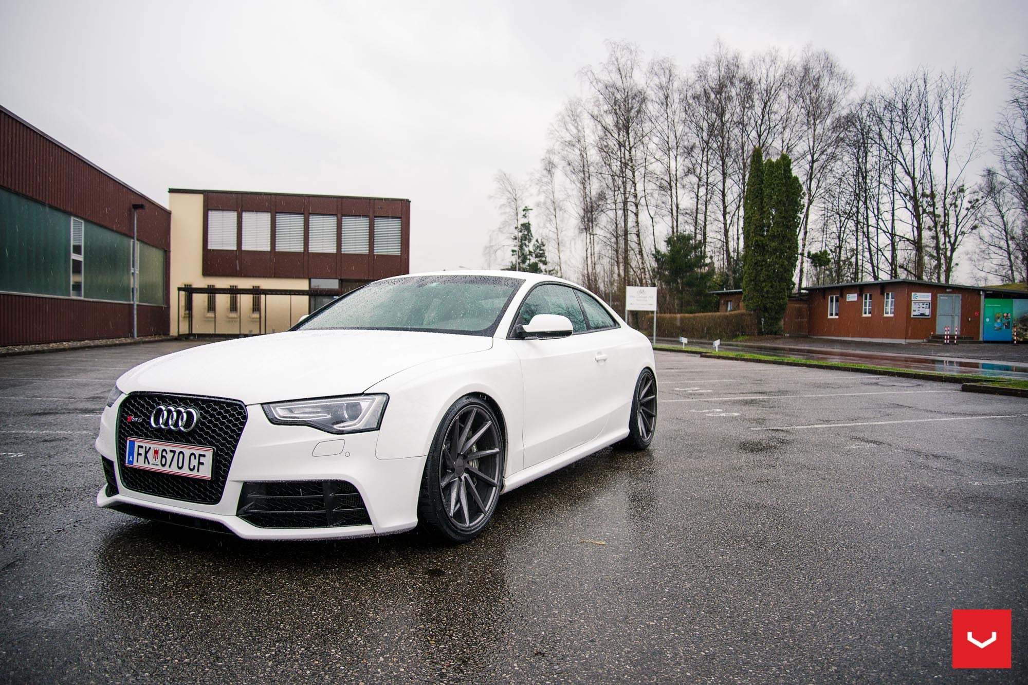 White Audi S5 with Custom Blacked Out Grille - Photo by Vossen