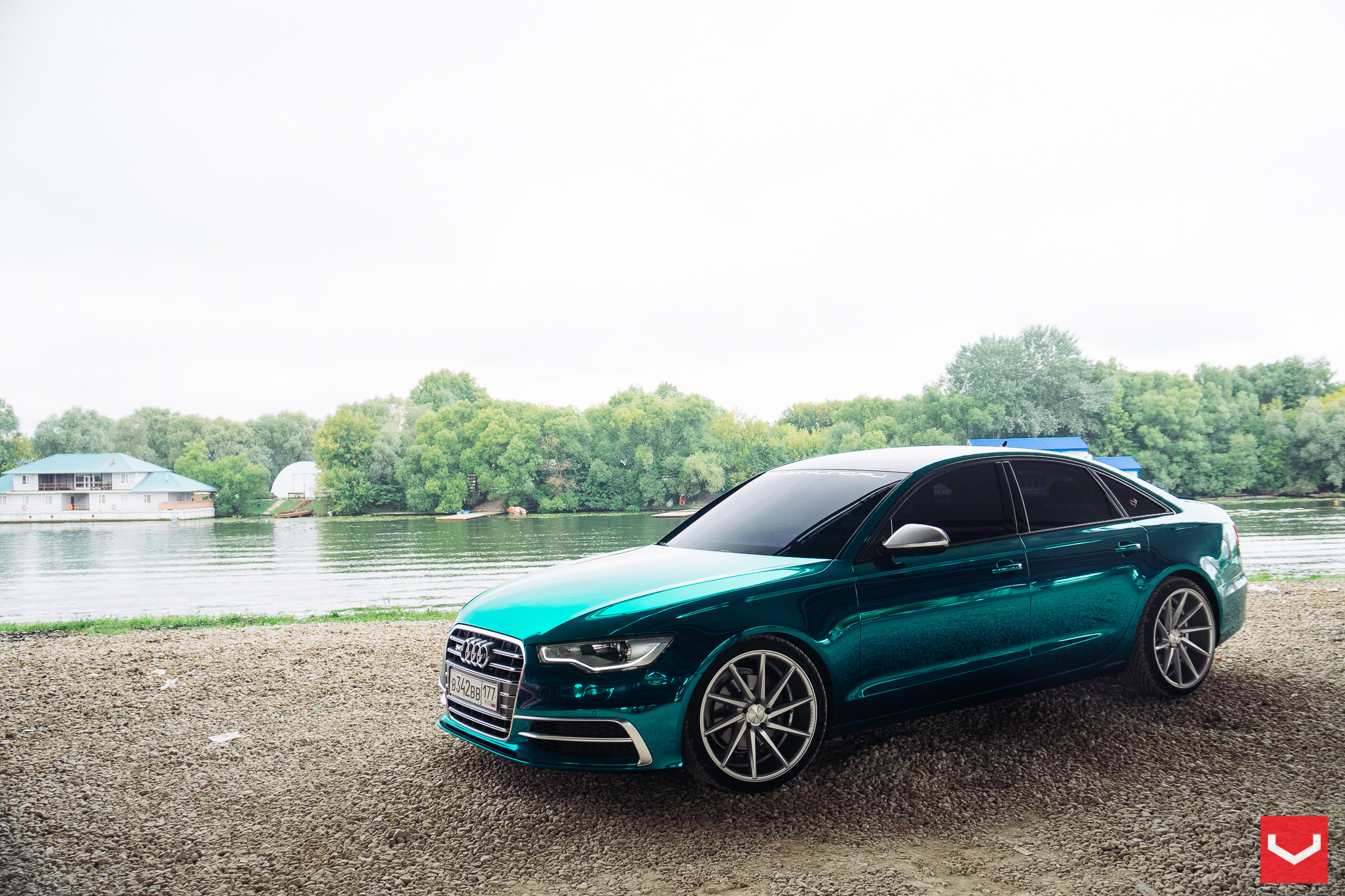 Chrome Vossen Rims on Custom Painted Audi S6 - Photo by Vossen