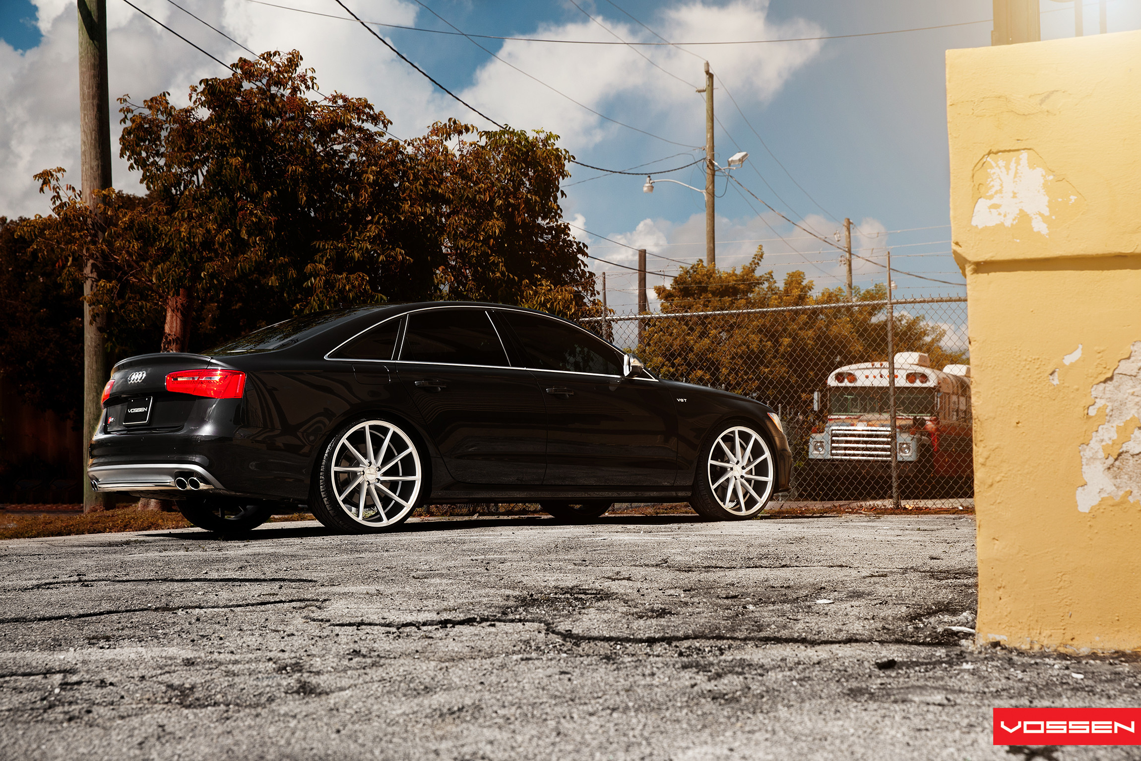 Chrome Rear Bumper Cover on Black Audi S6 - Photo by Vossen