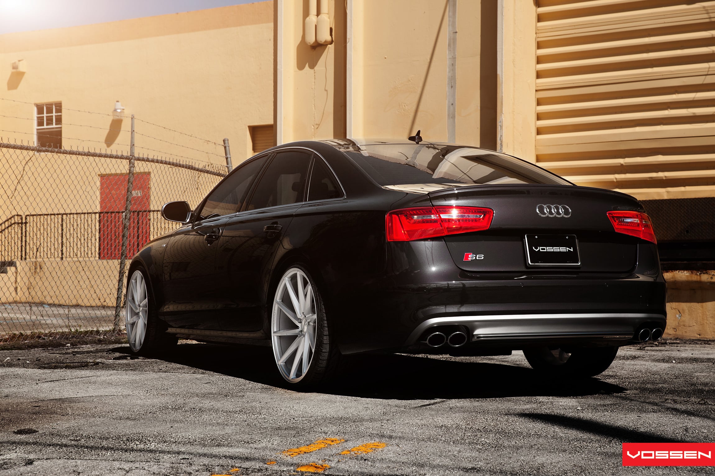 Black Audi S6 with Custom Chrome Vossen Wheels - Photo by Vossen