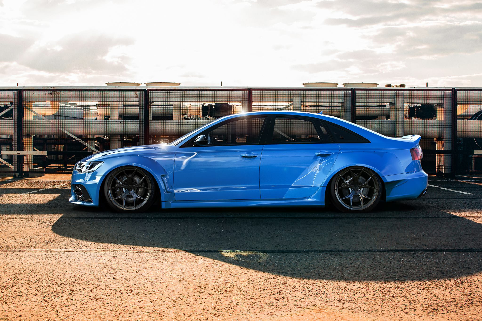Custom Blue Audi S6 Side Skirts - Photo by Clinched