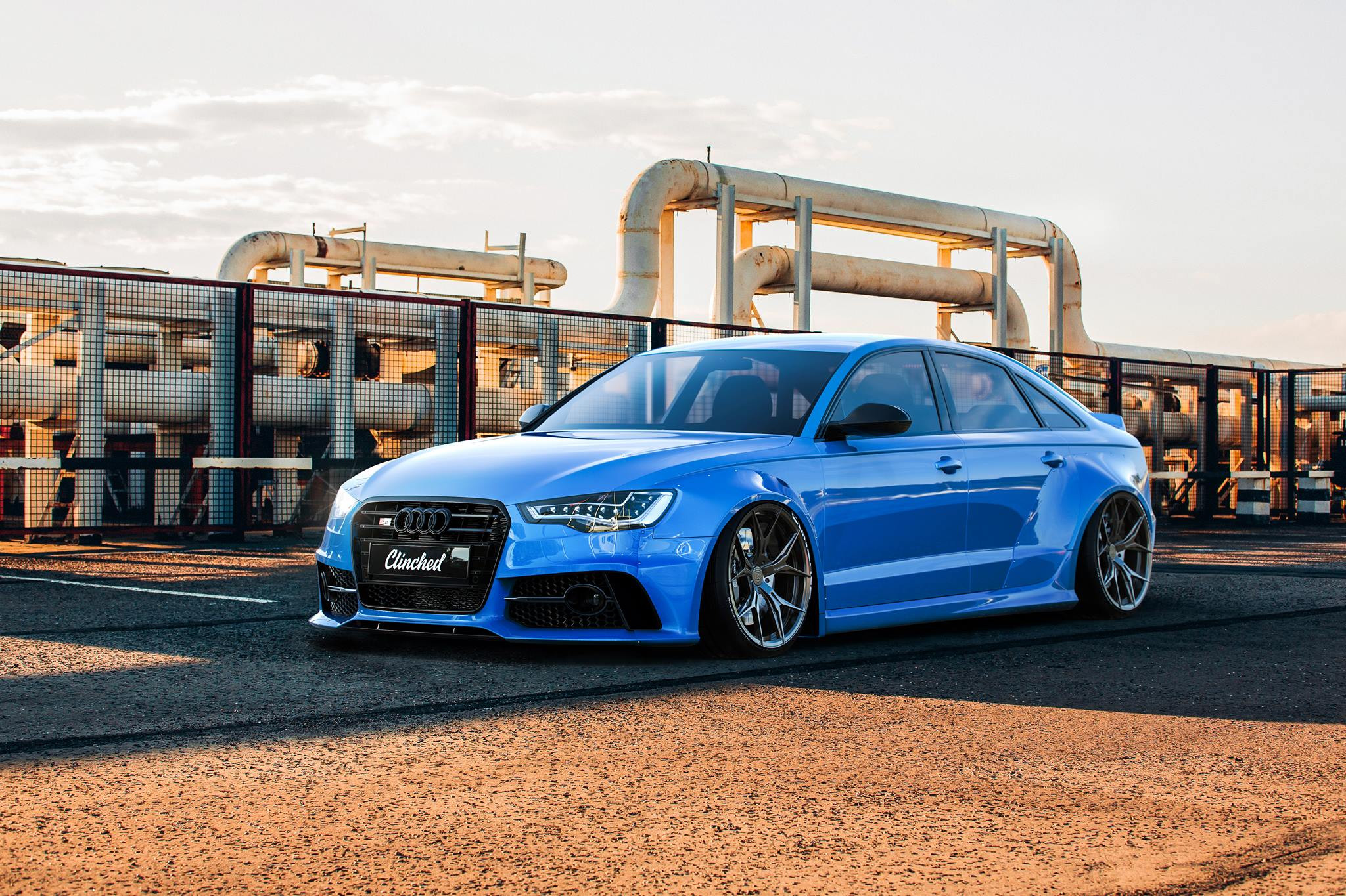 Custom Body Kit on Blue Audi S6 - Photo by Clinched