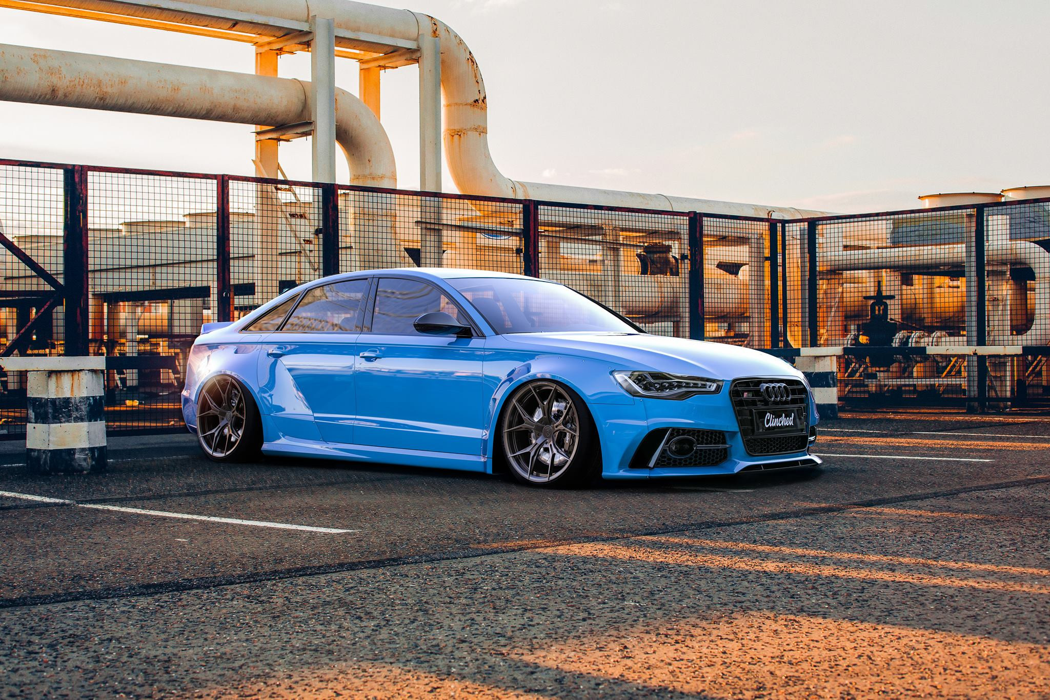 Blue Audi S6 with Custom Graphite Wheels - Photo by Clinched