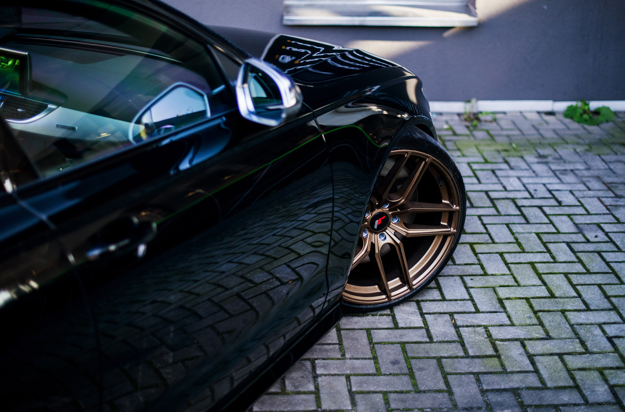 Black Audi S6 with Custom Side Mirrors - Photo by JR Wheels