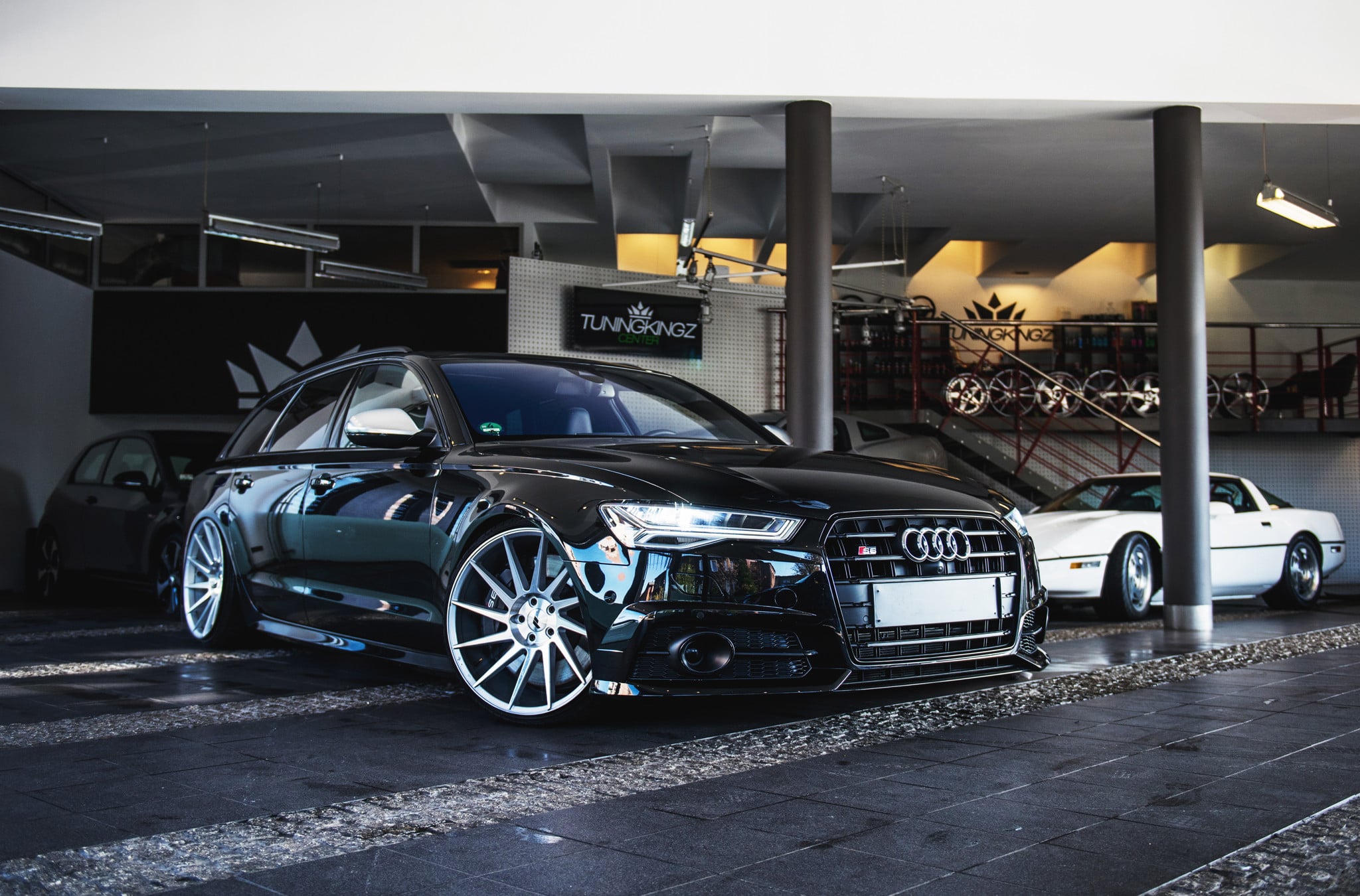Aftermarket Front Bumper on Black Audi S6 - Photo by JR Wheels