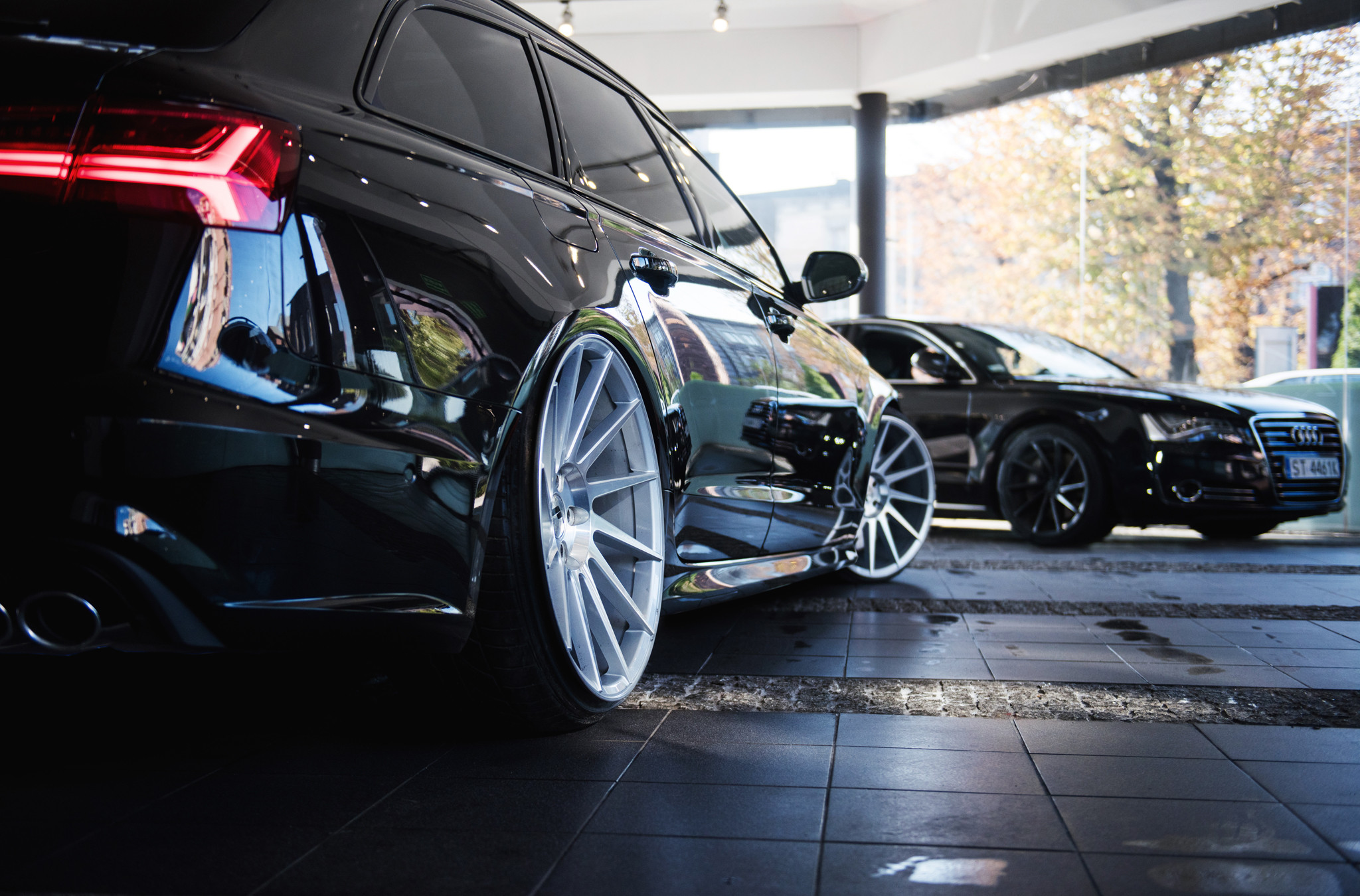 Black Audi S6 with Red LED Taillights - Photo by JR Wheels