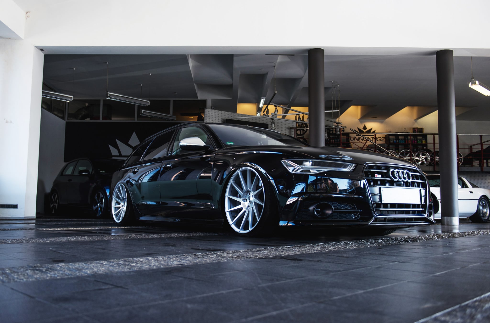 Chrome JR Wheels on Black Audi S6 - Photo by JR Wheels