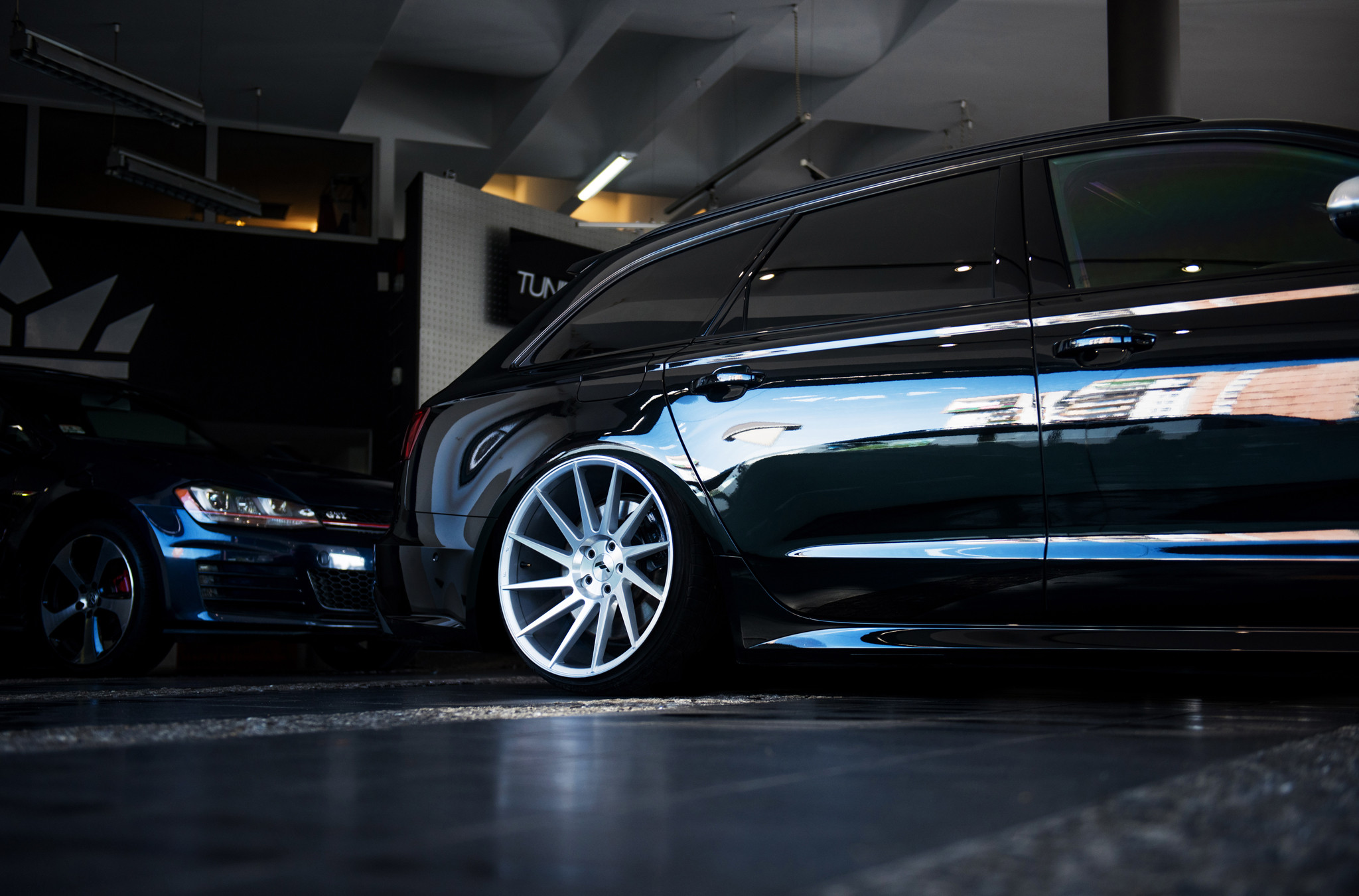 Custom Black Audi S6 Side Skirts - Photo by JR Wheels