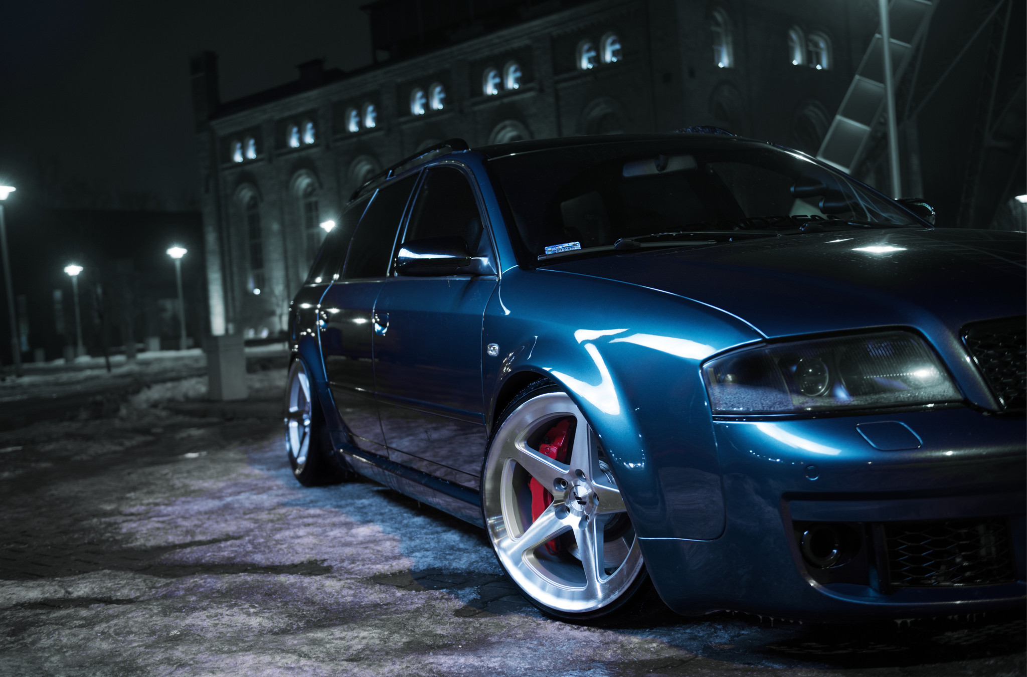 Blue Audi S6 with Dark Smoke Headlights - Photo by JR Wheels