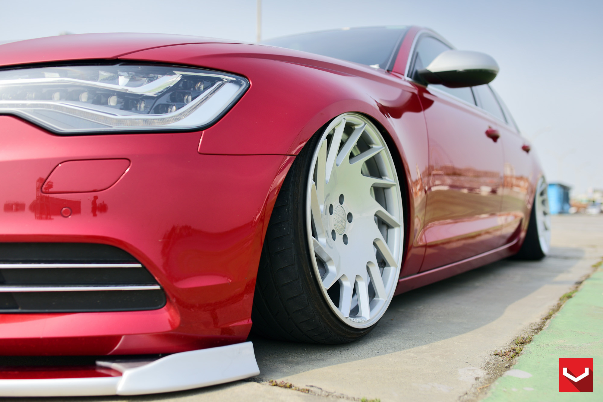 Red Audi S6 on Vossen VLE Wheels - Photo by Vossen