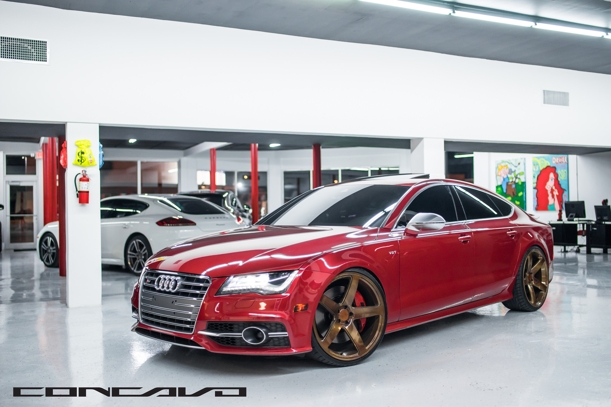 Red Audi S7 on Dark Bronze Custom Wheels - Photo by Concavo