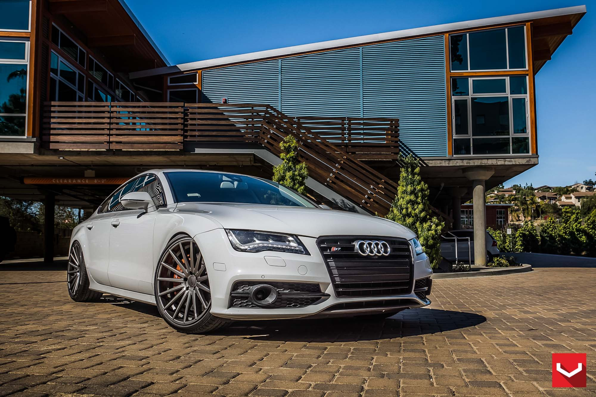 Gray Pearl Audi S7 with Aftermarket Front Bumper Cover - Photo by Vossen