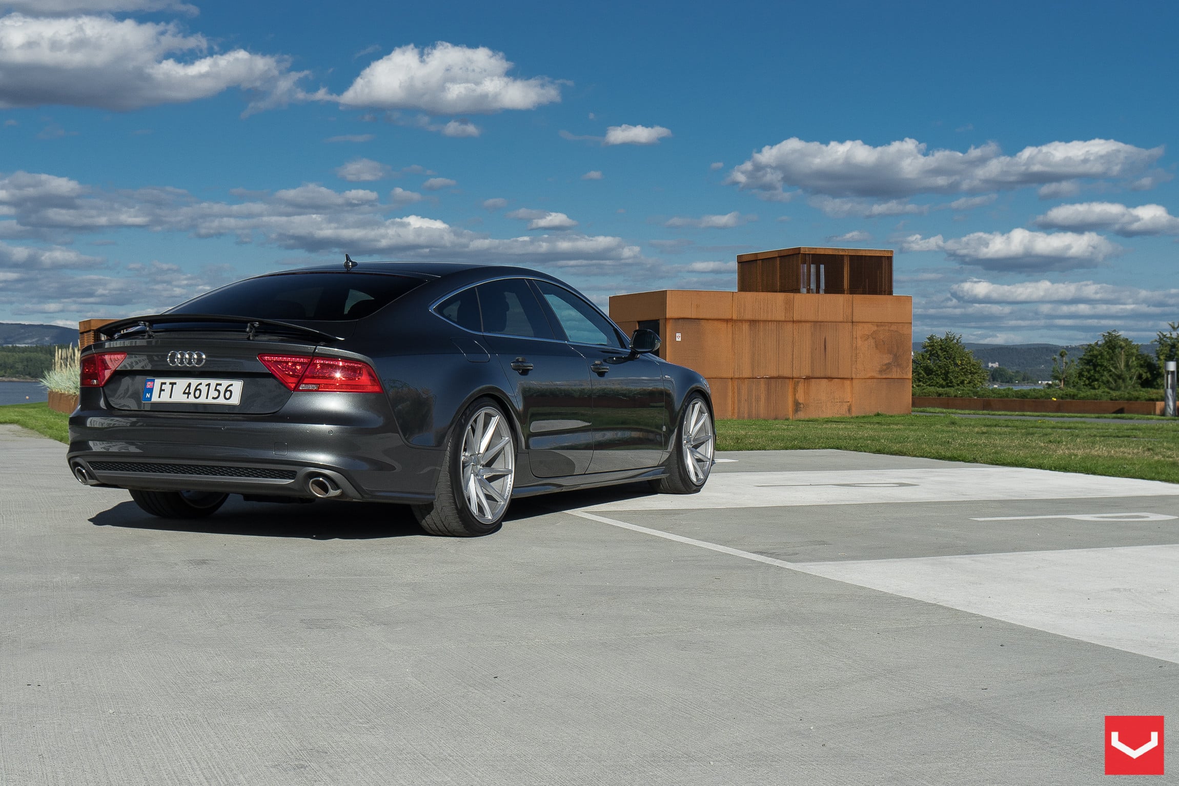 Gray Audi S7 with Aftermarket Wing Spoiler - Photo by Vossen