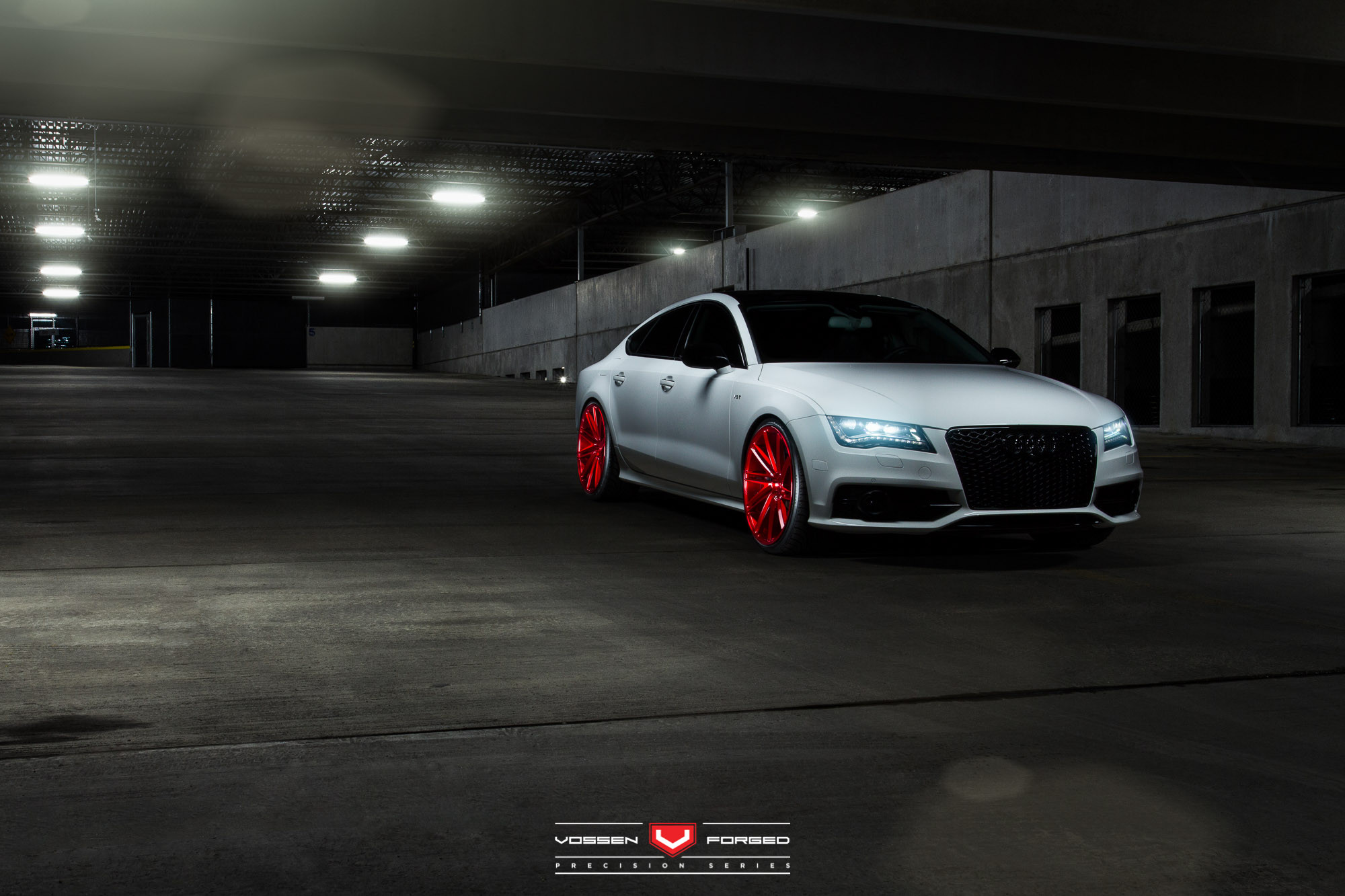 Custom White Audi S7 with Red Vossen Wheels - Photo by Vossen