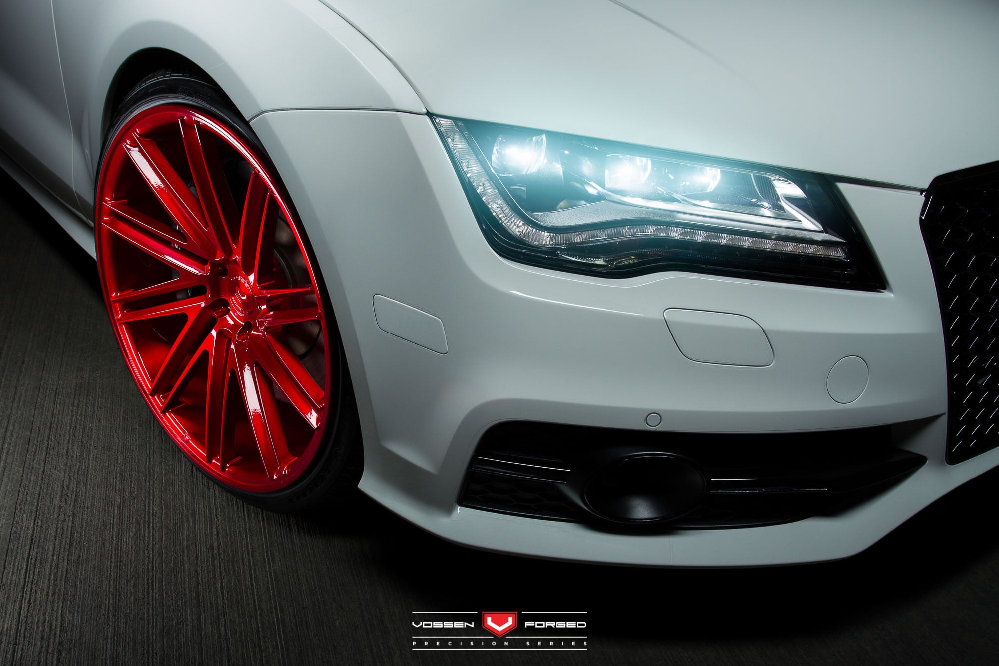 White Audi S7 with Custom LED Headlights - Photo by Vossen