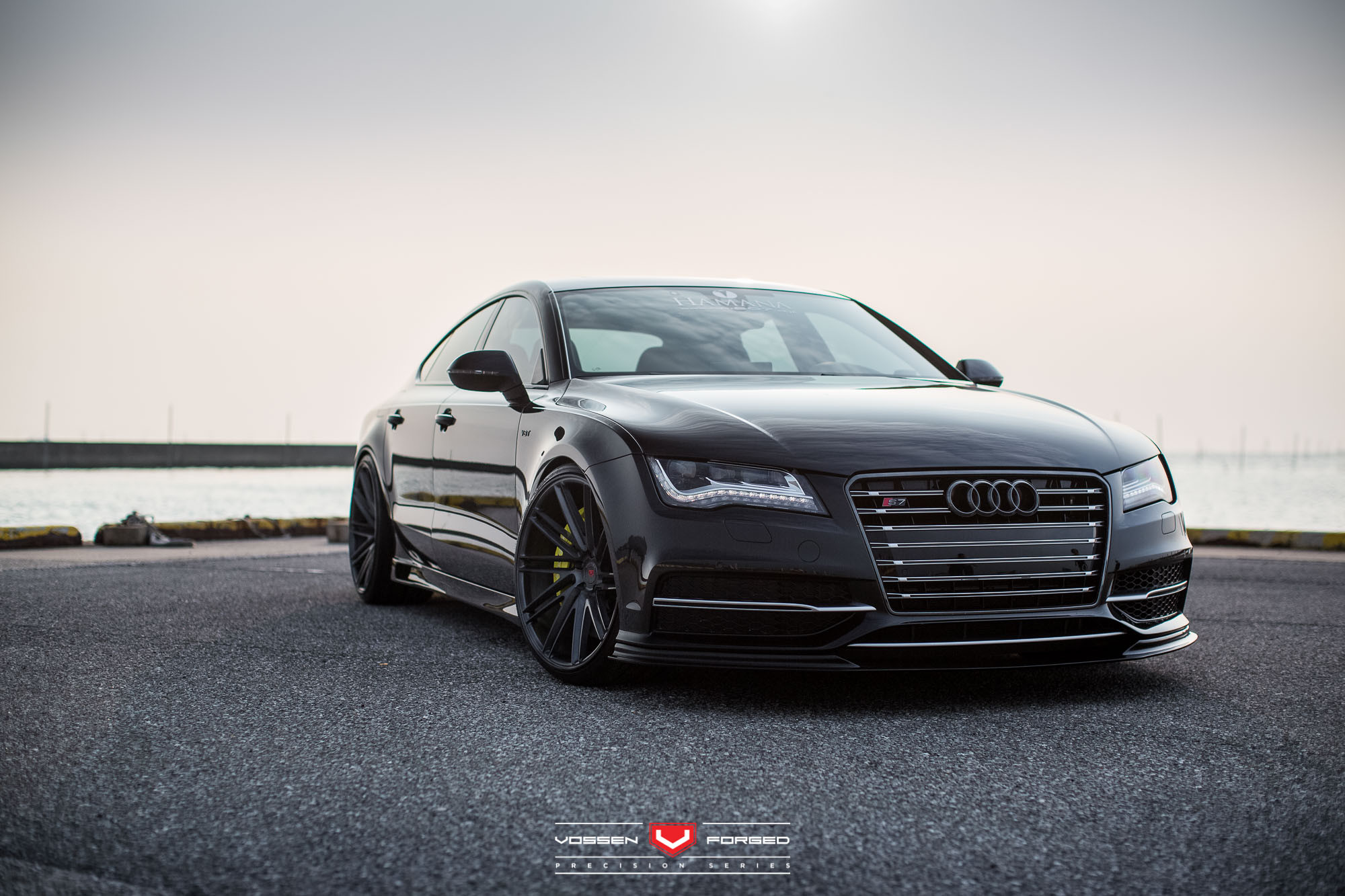 Gloss Black Audi S7 with Custom Grille - Photo by Vossen