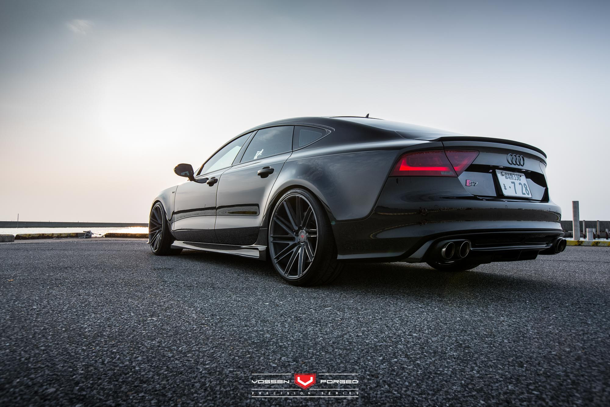 Rear Lip Spoiler on Black Audi S7 - Photo by Vossen