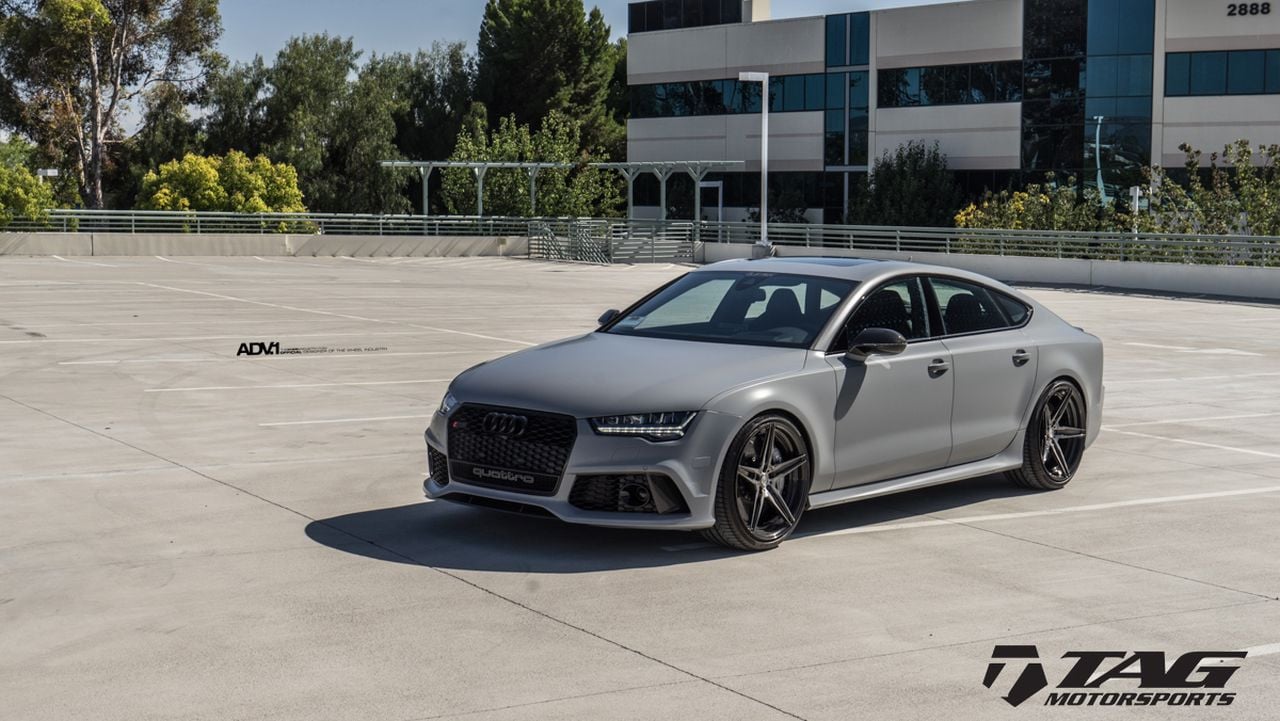 Gray Audi A7 Quattro with Blacked Out Grille - Photo by ADV.1