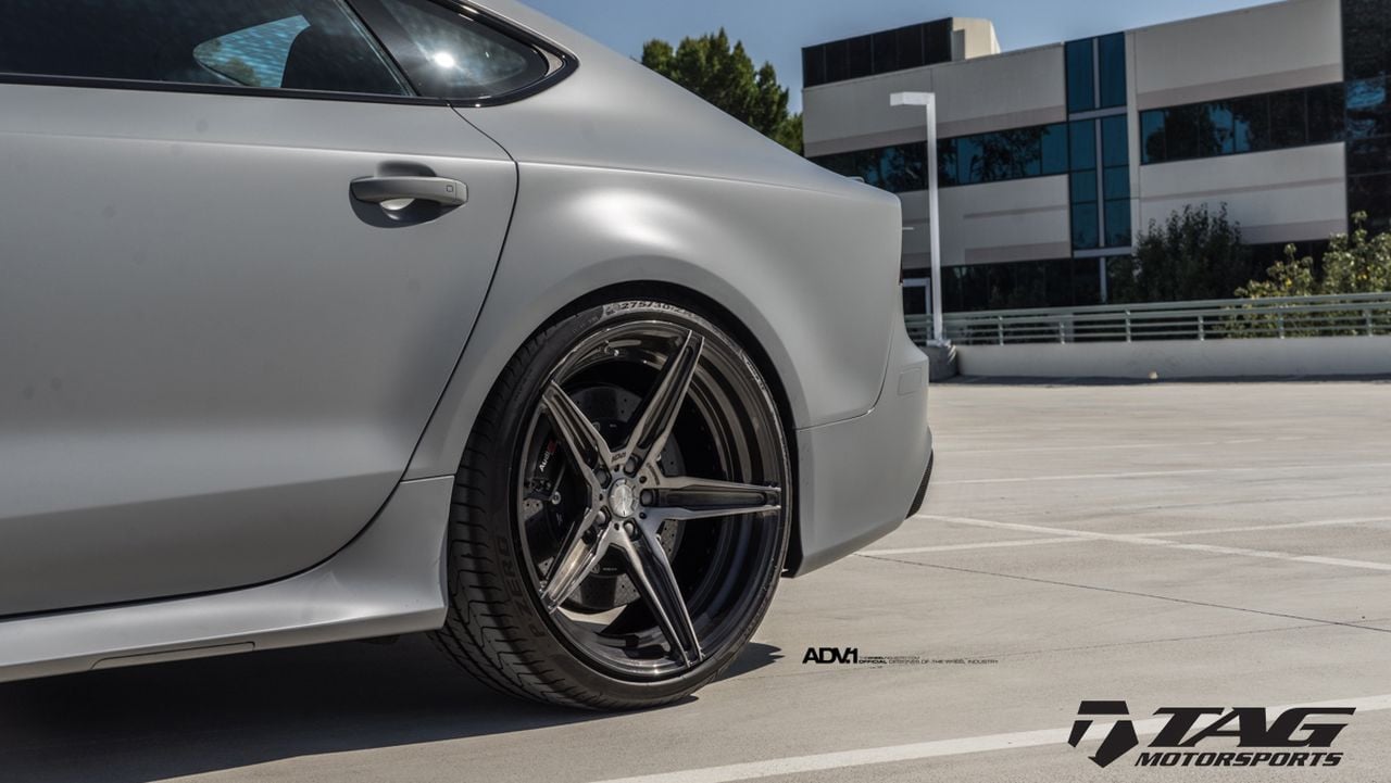 Brushed Aluminum ADV1 Wheels on Gray Audi S7 - Photo by ADV.1