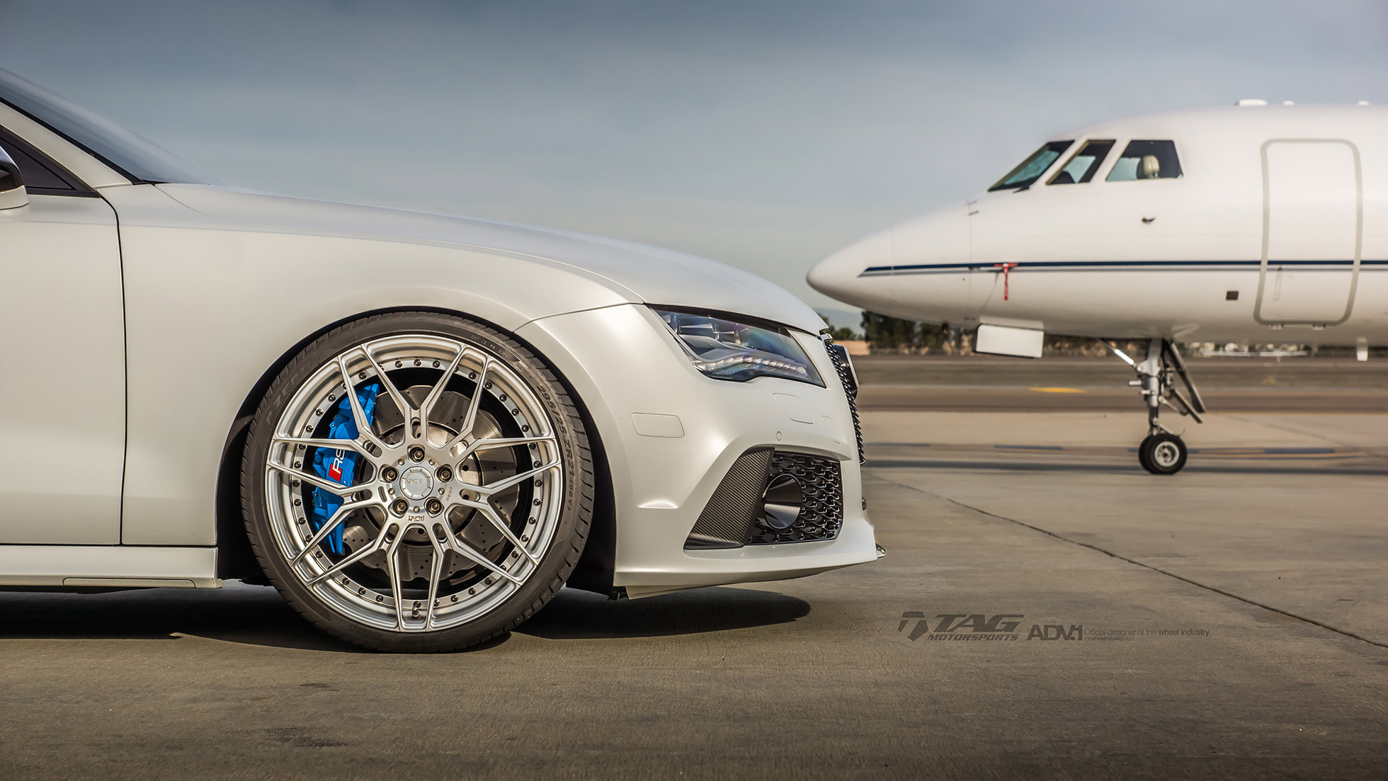 Polished Aluminum ADV1 Wheels on White Audi RS7 - Photo by ADV.1