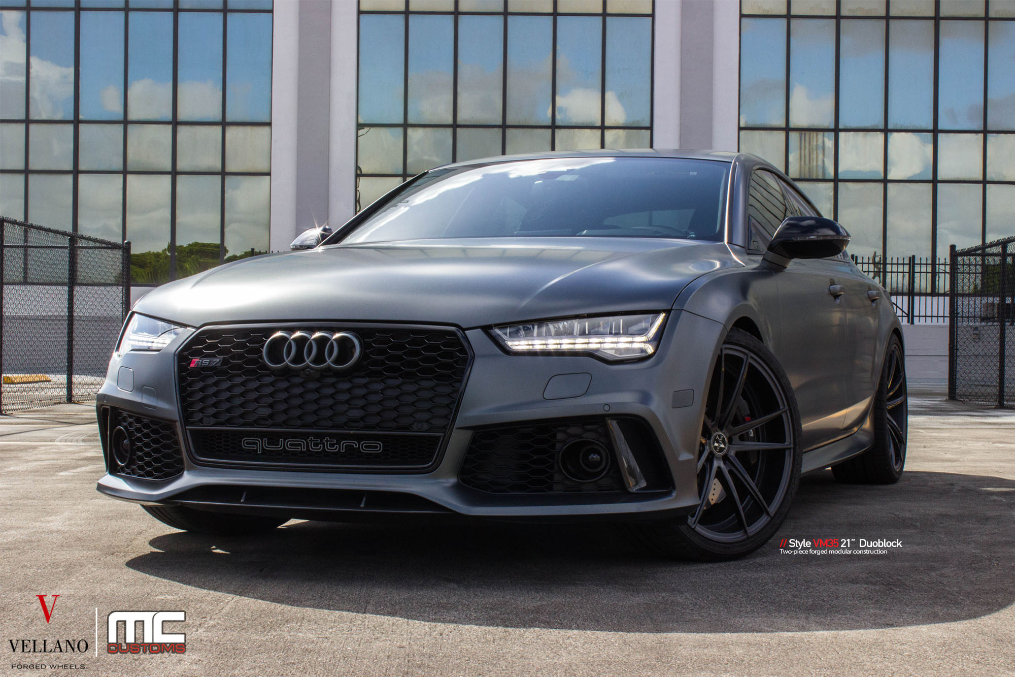 Gray Audi S7 with Custom LED Headlights - Photo by Vellano