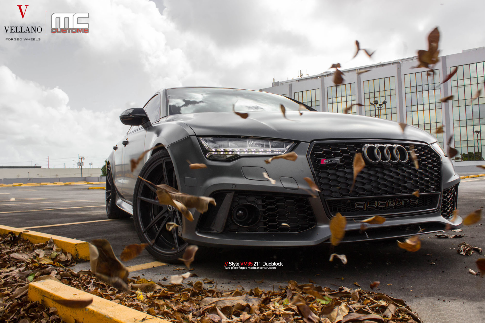 Blacked Out Mesh Grille on Gray Audi S7 Quattro - Photo by Vellano