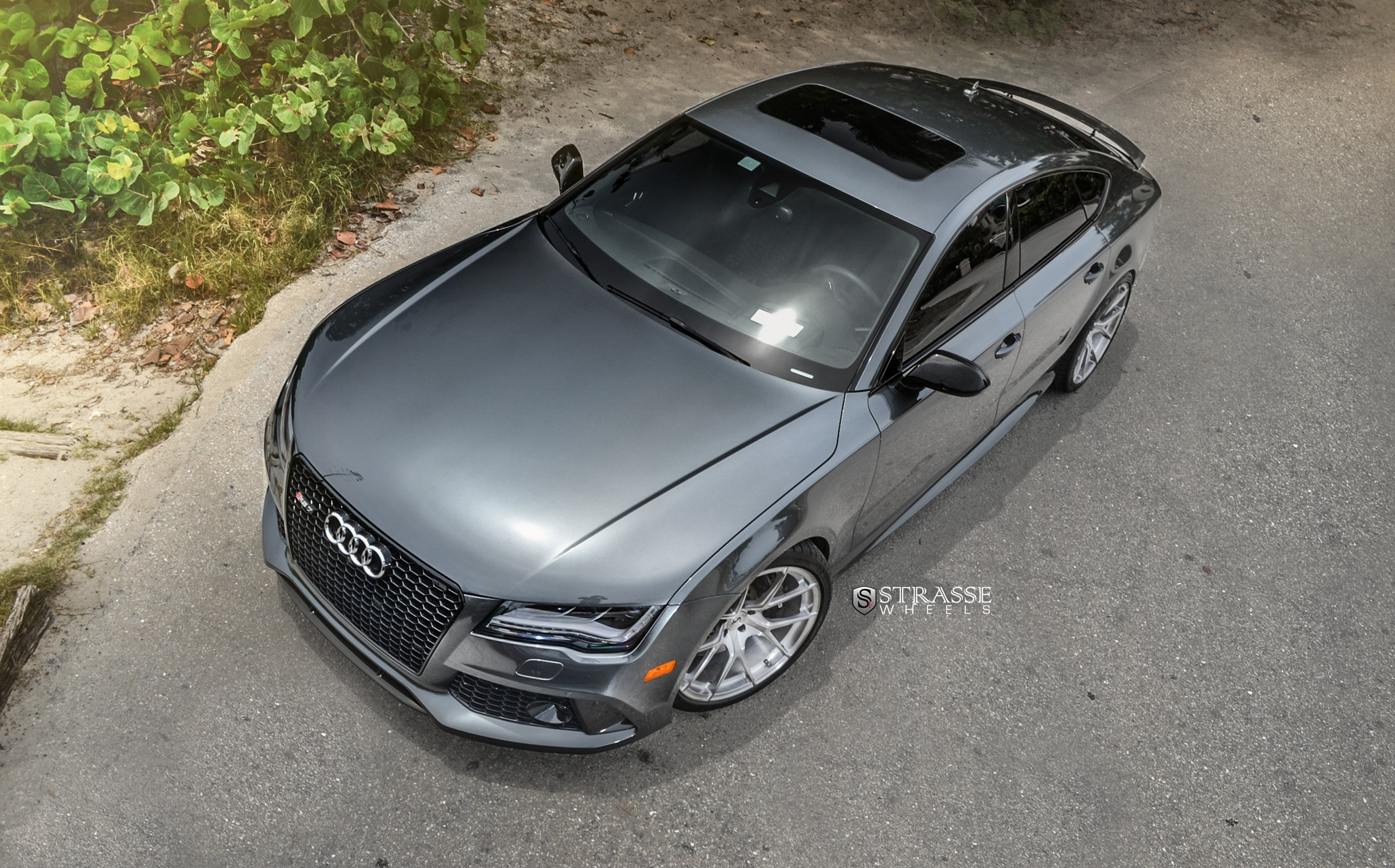 Gray Audi S7 with Aftermarket Headlights - Photo by Strasse Forged