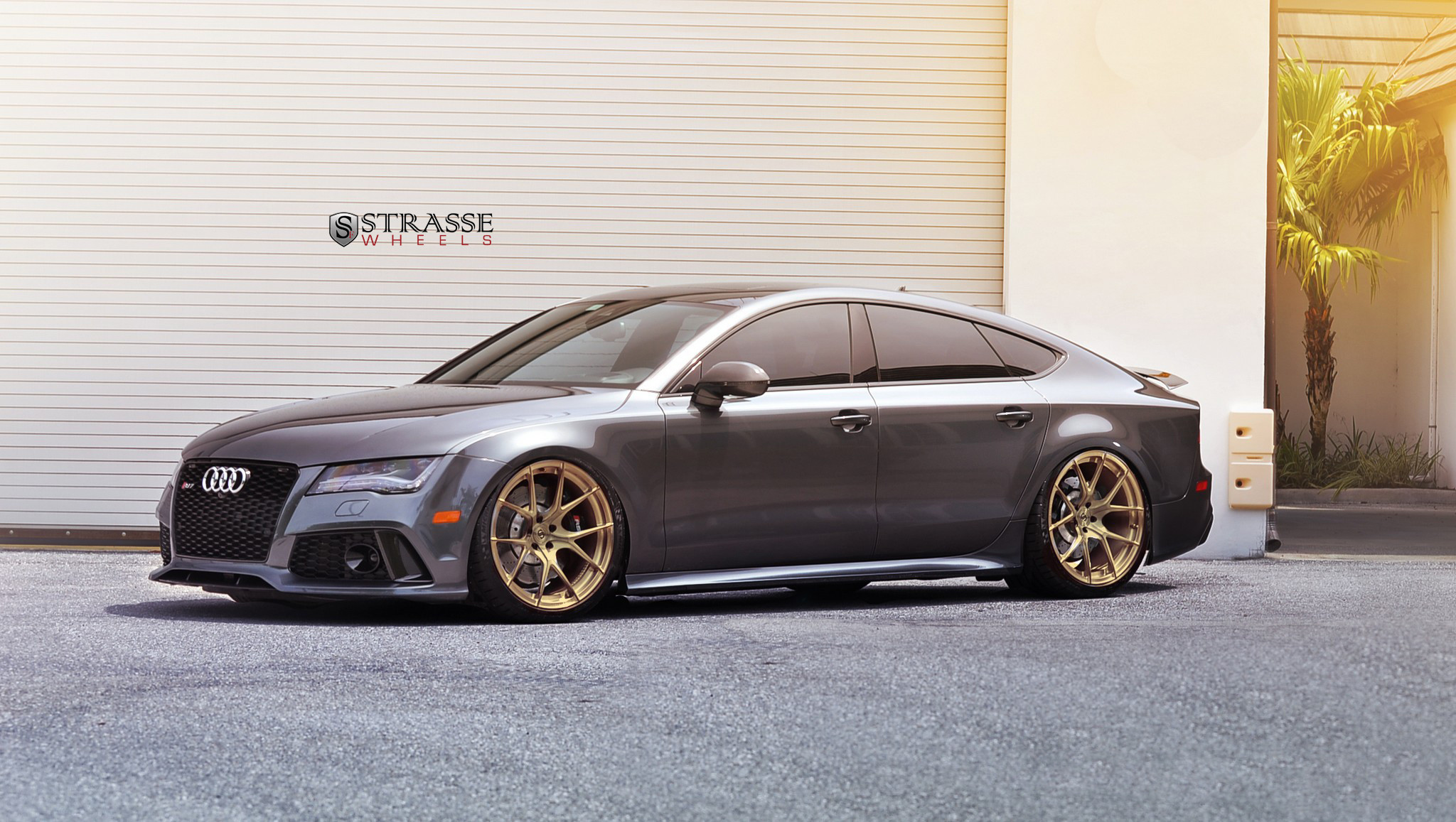 Custom Painted Side Skirts on Gray Audi S7 - Photo by Strasse Forged