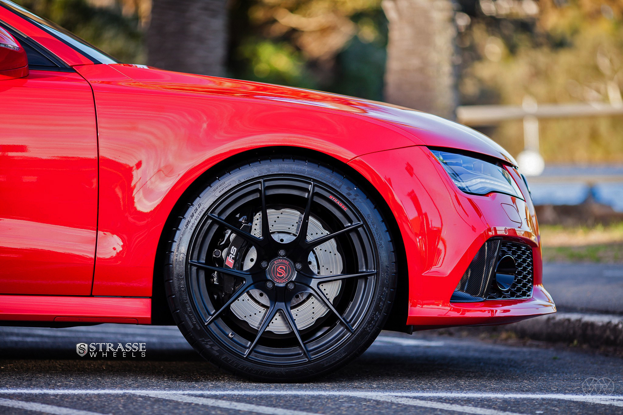 Red Audi S7 with Custom Strasse Rims - Photo by Strasse Forged