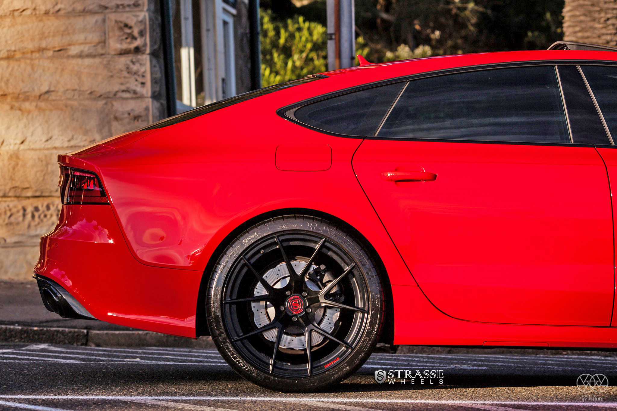 Michelin Tires on Custom Red Audi S7 - Photo by Strasse Forged