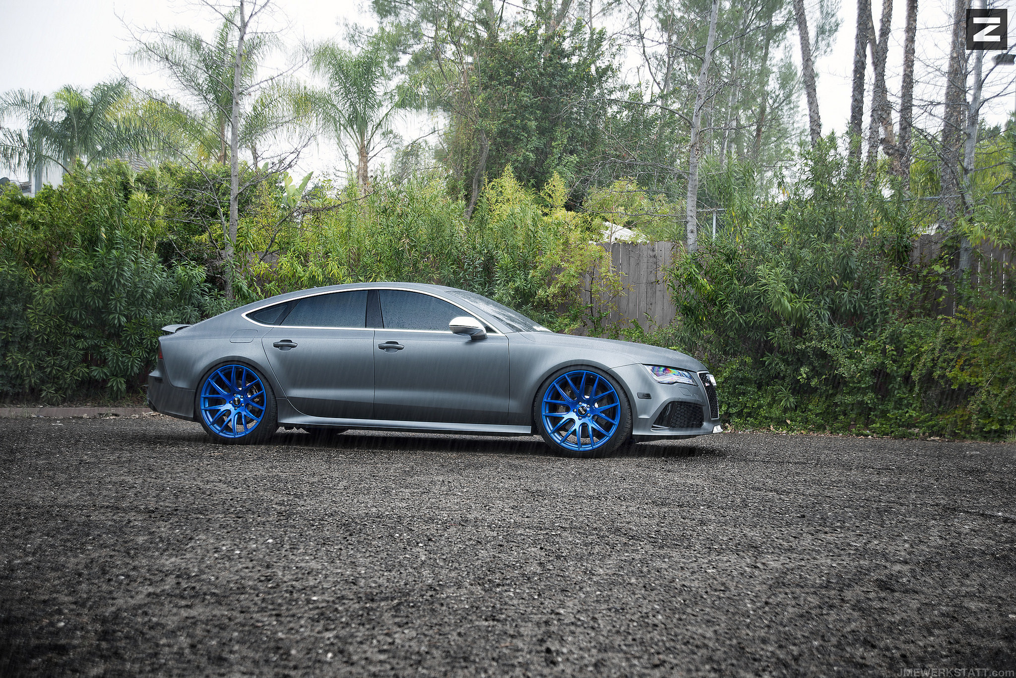 Gloss Blue Zito Rims on Gray Audi S7 - Photo by Zito Wheels