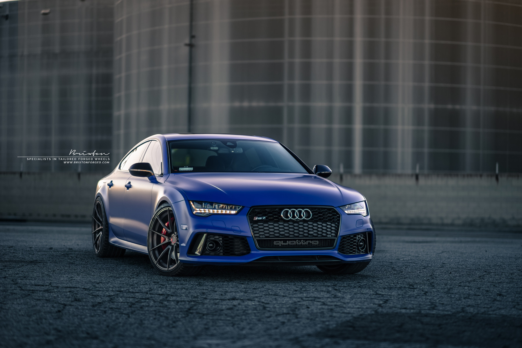 Matte Blue Audi S7 with Custom LED Headlights - Photo by Brixton Forged Wheels