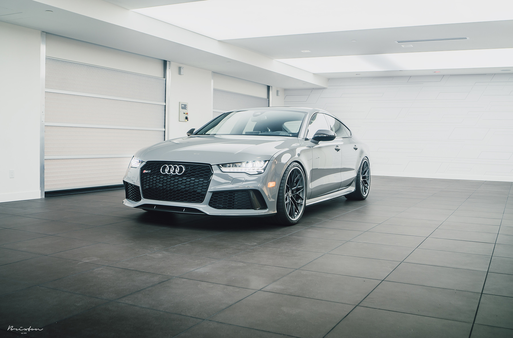 Aftermarket LED Headlights on Gray Audi S7 - Photo by Brixton Forged Wheels