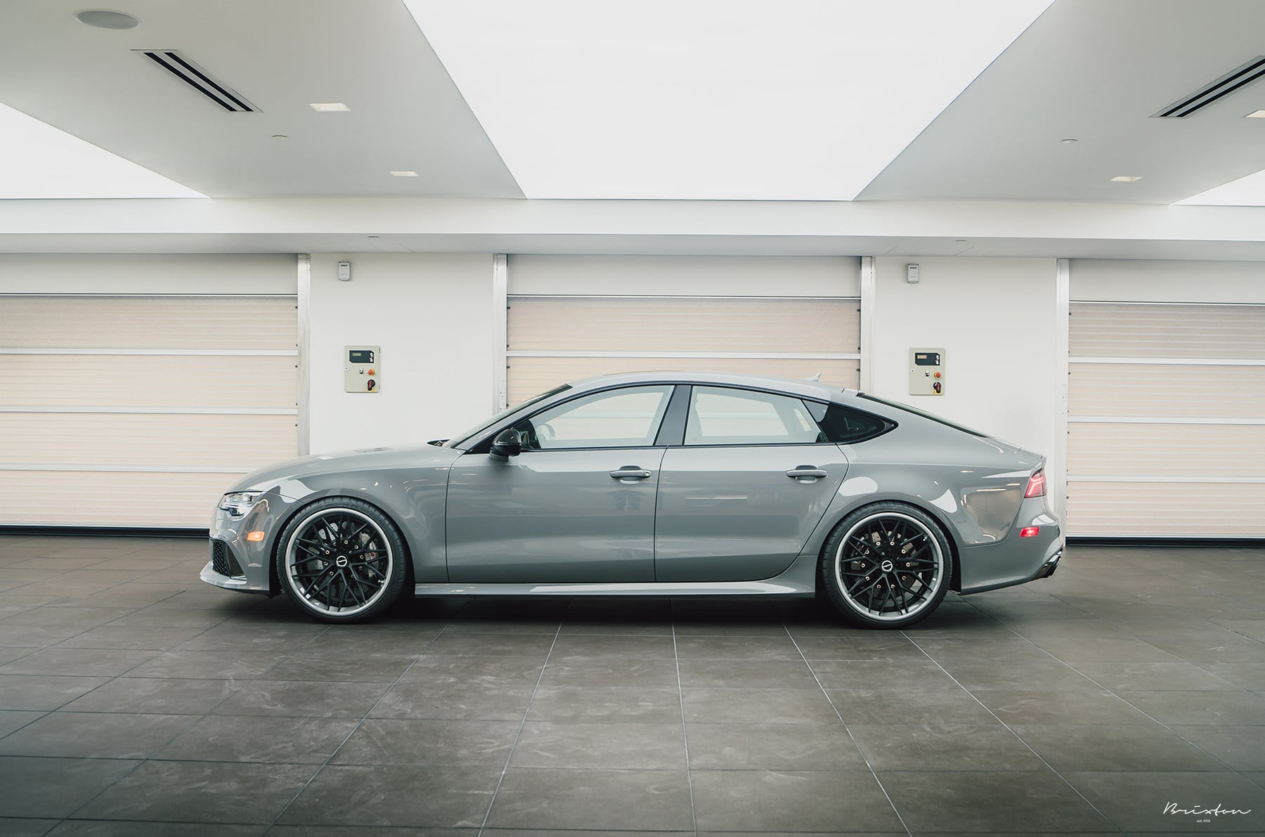 Custom Gray Audi S7 Side Skirts - Photo by Brixton Forged Wheels