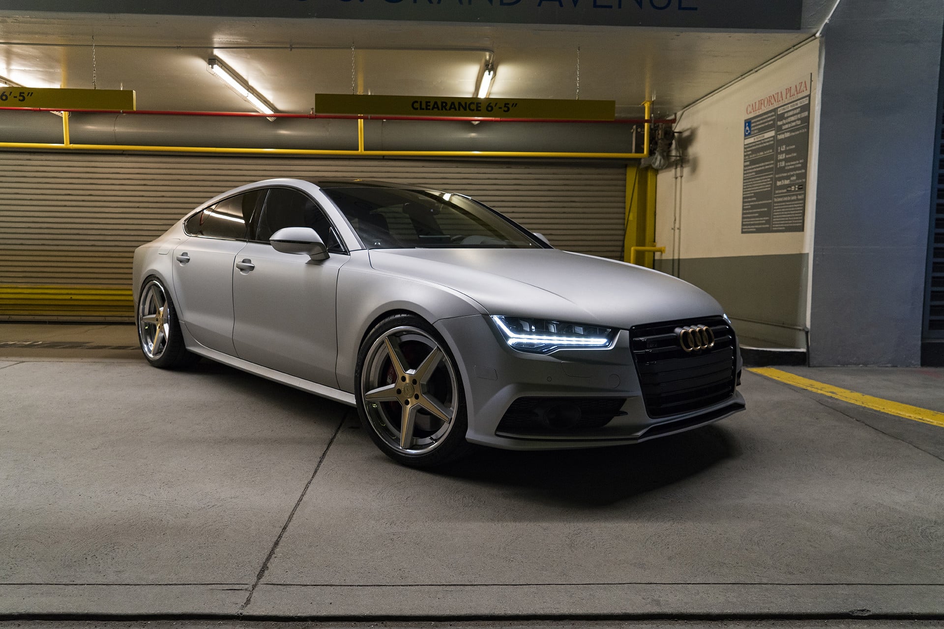 Matte Silver Audi S7 with Aftermarket LED Headlights - Photo by Forgiato