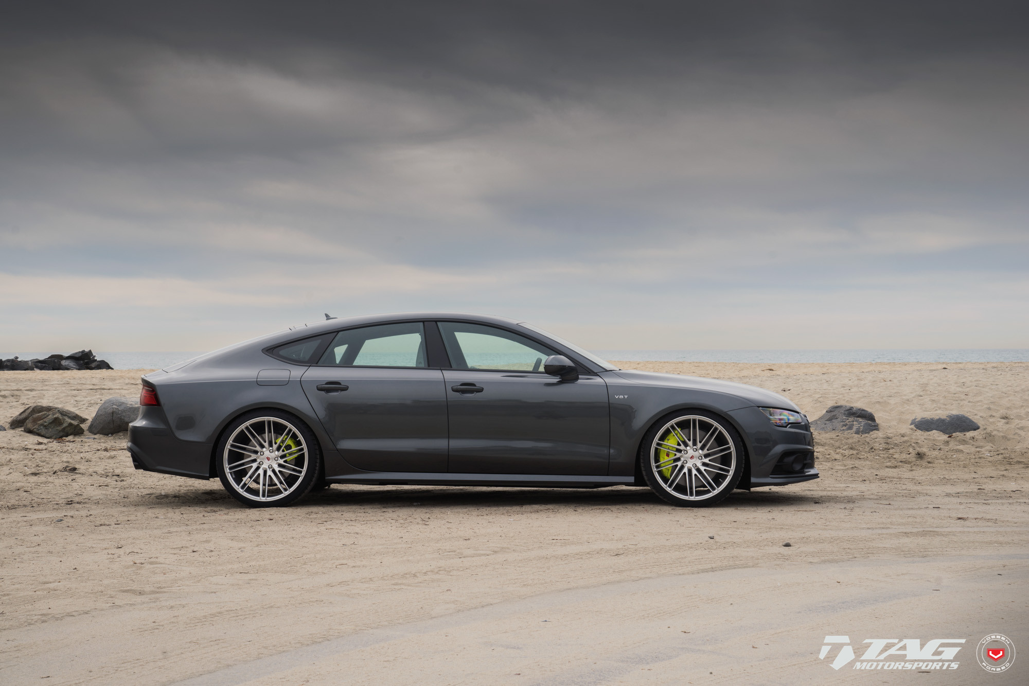 Custom Vossen 21 inch Forged Rims on Black Audi S7 - Photo by Vossen