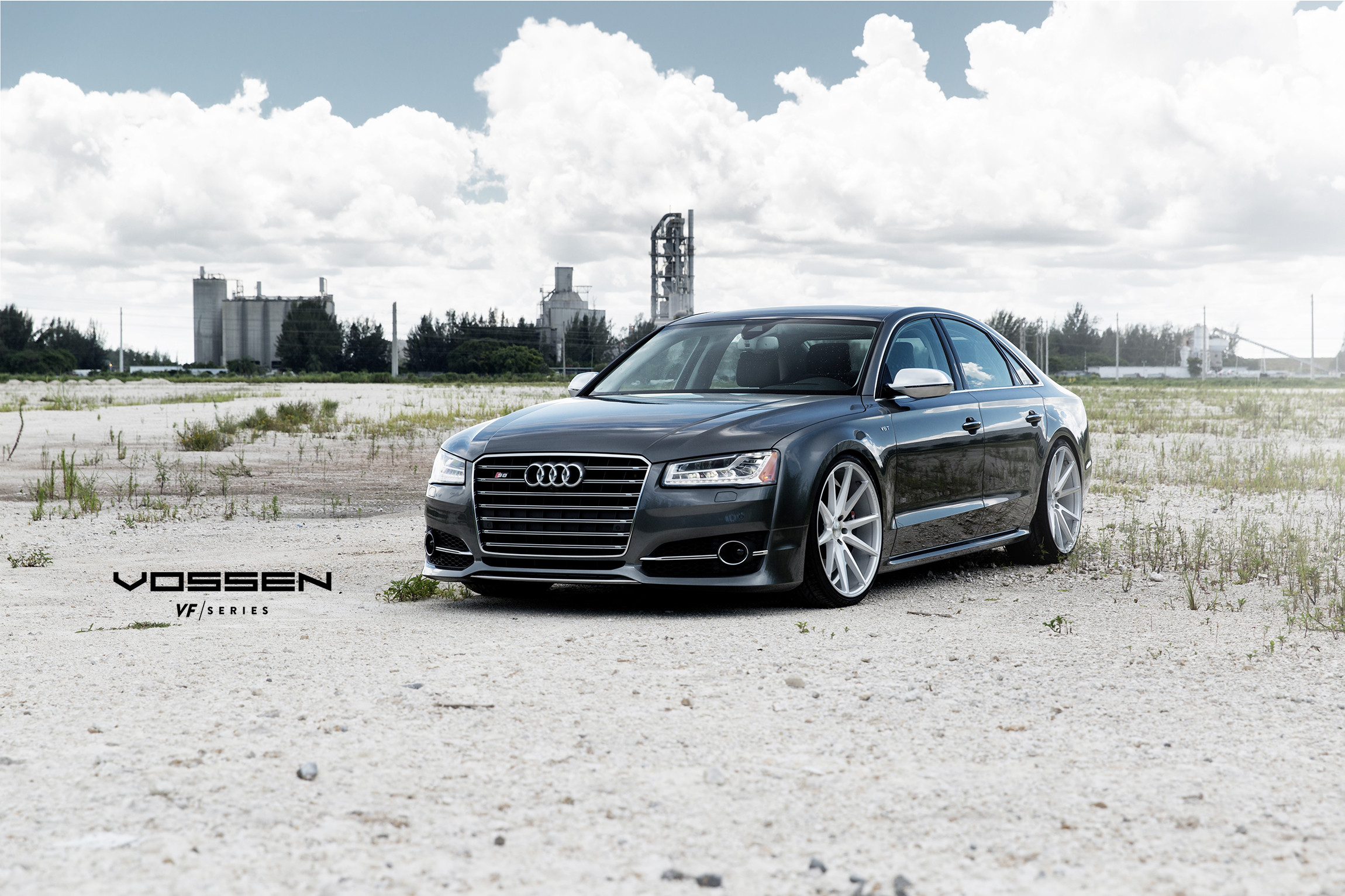 Gloss Black Audi S8 with Aftermarket LED Headlights - Photo by Vossen