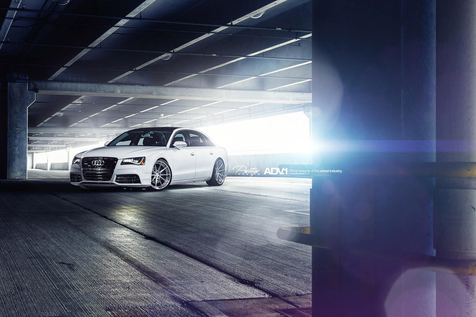 White Audi S8 with Aftermarket Front Bumper - Photo by ADV.1