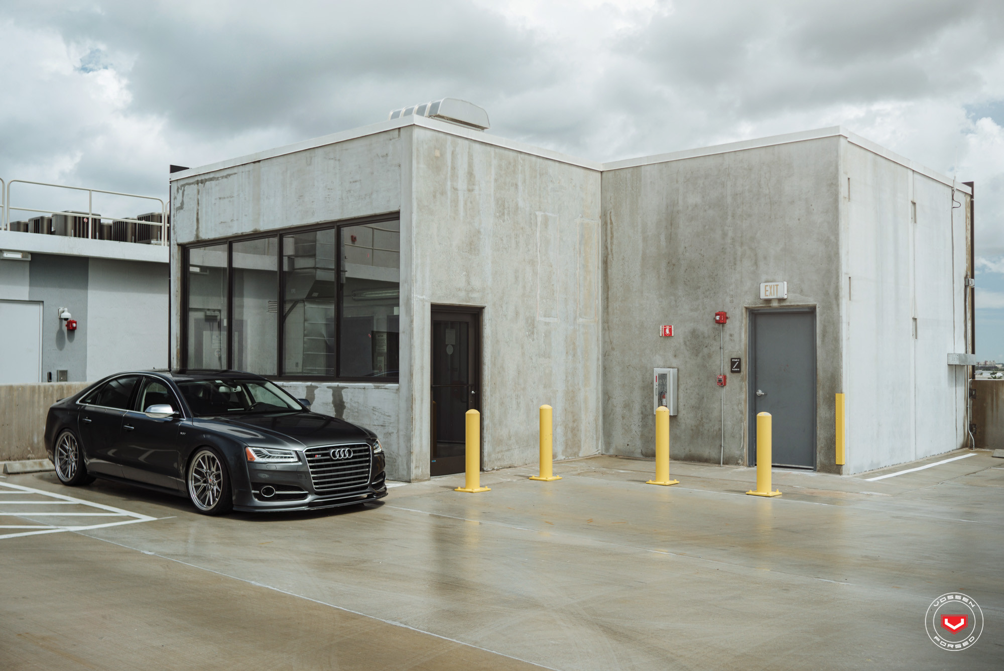 Black Audi S8 with Chrome Side Mirrors - Photo by Vossen