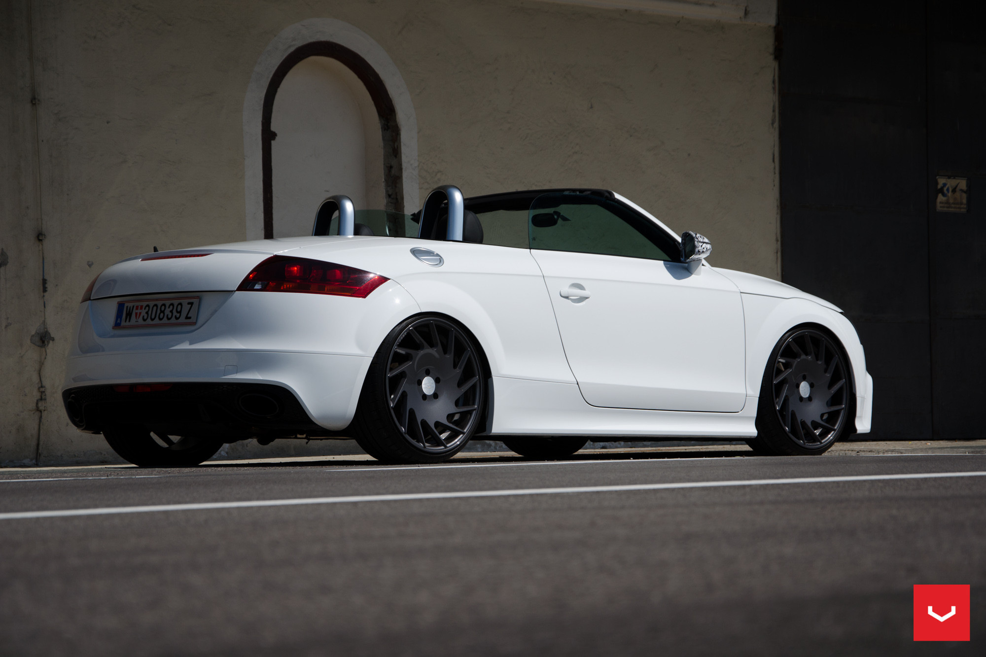 White Convertible Audi TT with Black Vossen Rims - Photo by Vossen