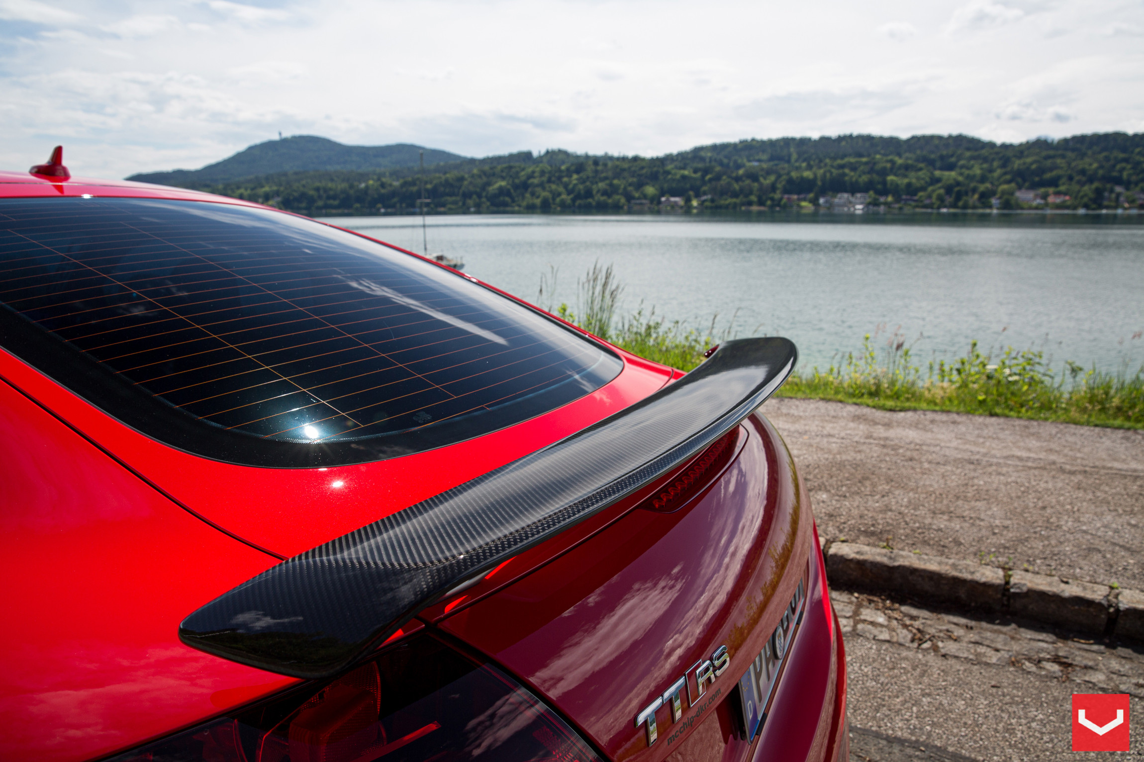 Red Audi TT with Carbon Fiber Rear Wing Spoiler - Photo by Vossen