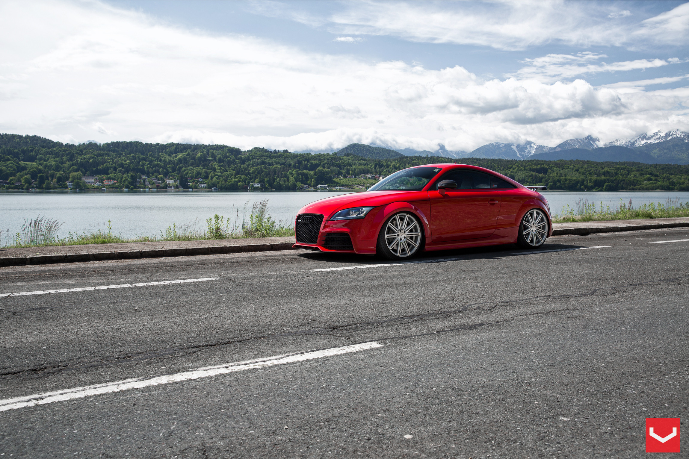 Chrome CV Series Vossen Rims on Red Audi TT - Photo by Vossen