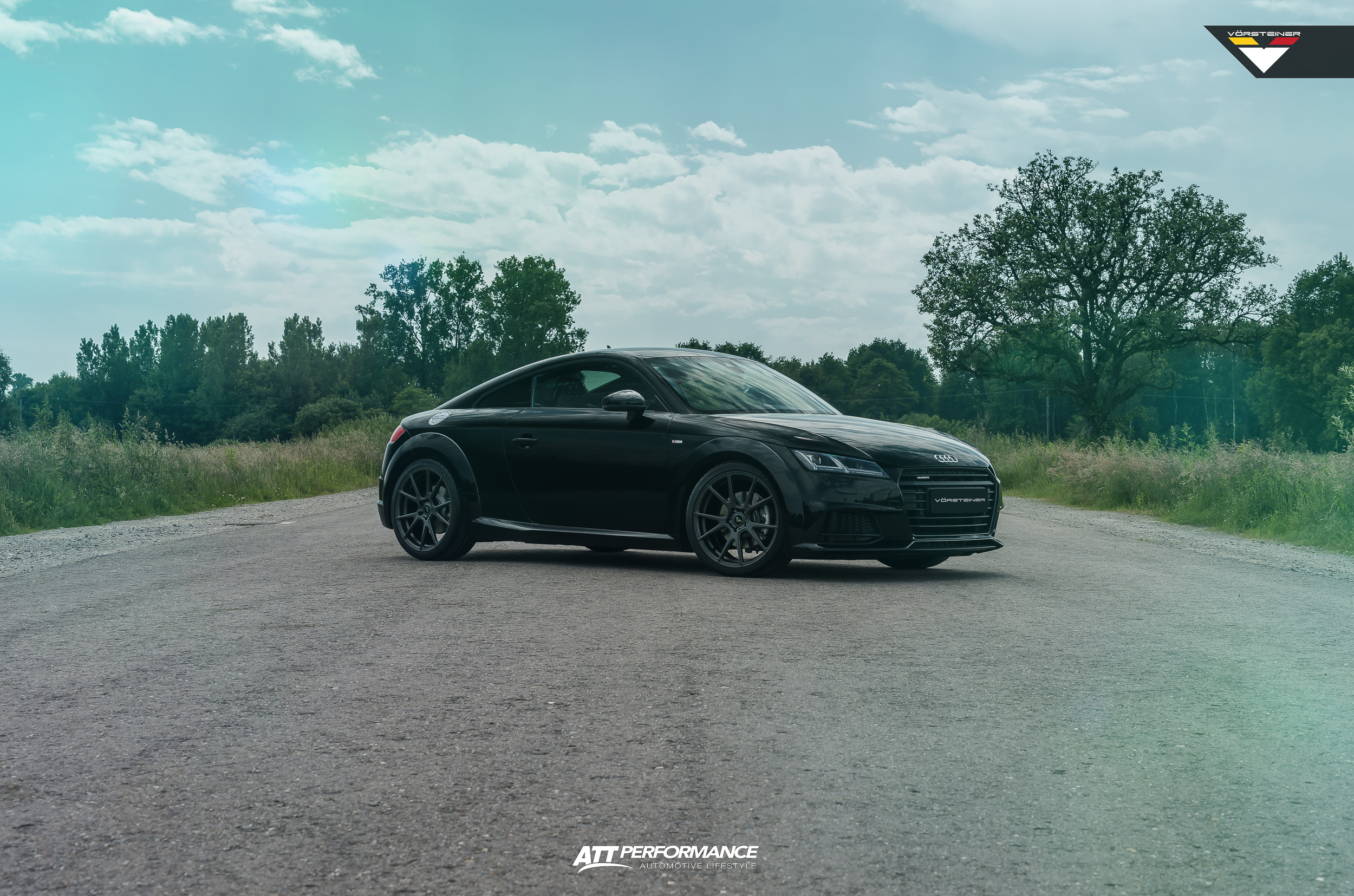 Dark Smoke Headlights on Black Audi TT - Photo by Vorstiner