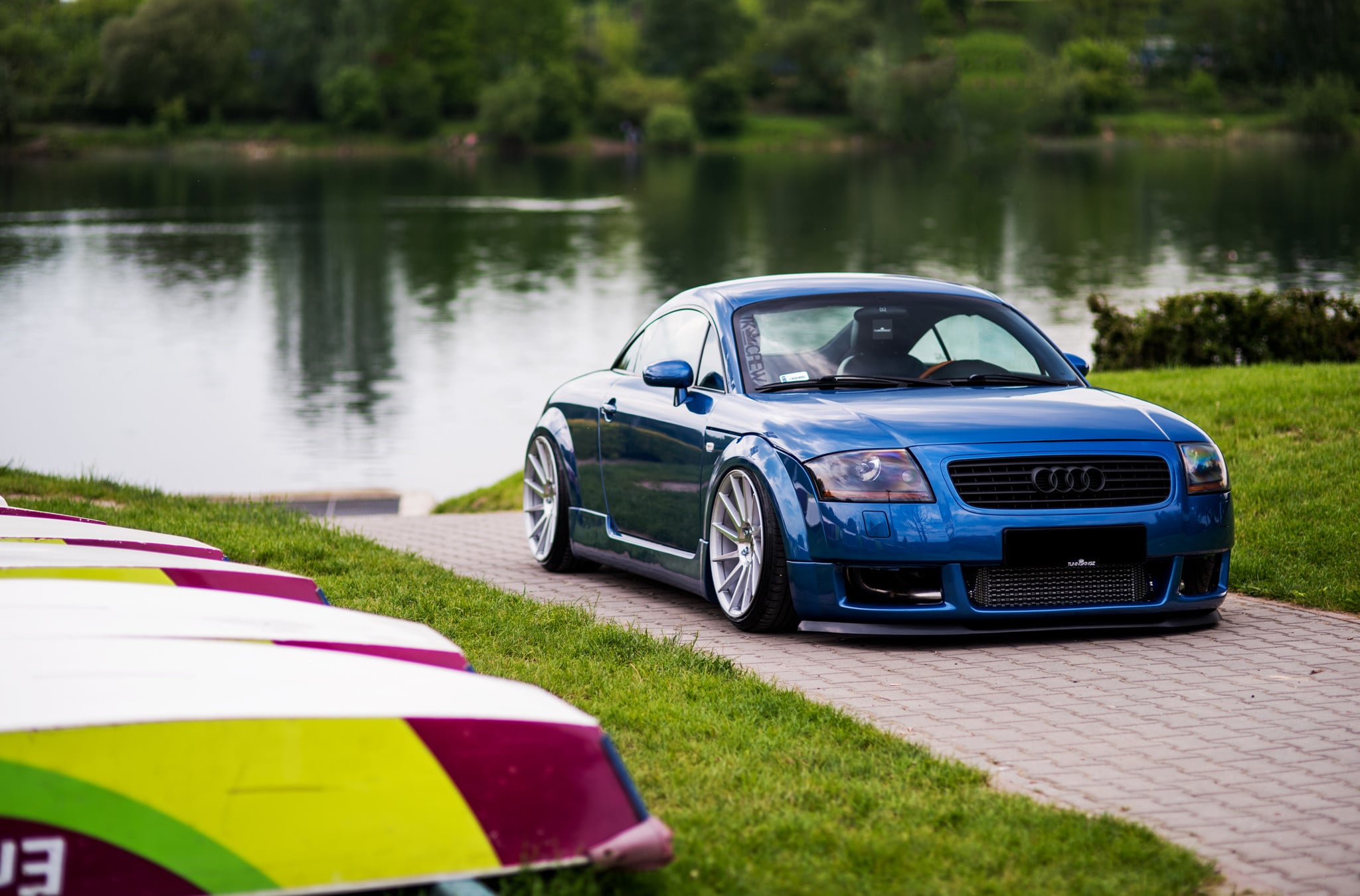 Blacked Out Billet Grille on Blue Audi TT - Photo by JR Wheels