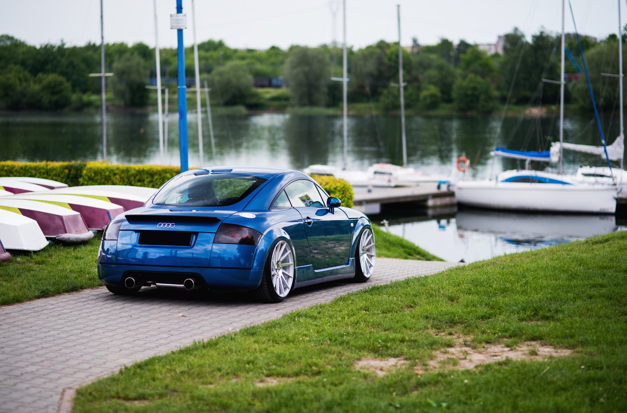 Red Smoke Taillights on Blue Audi TT - Photo by JR Wheels