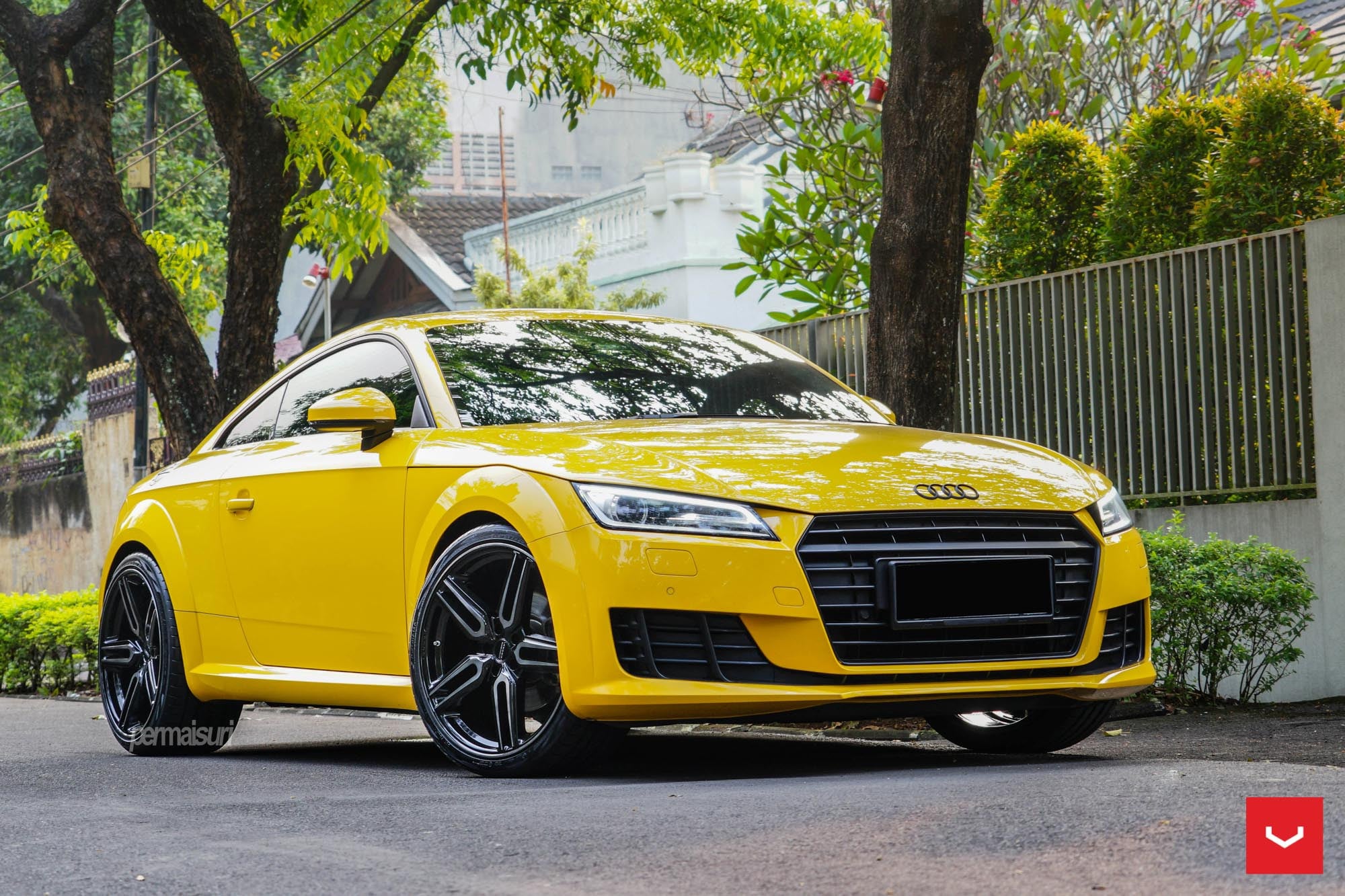 Custom Billet Grille on Yellow Audi TT - Photo by Vossen Wheels