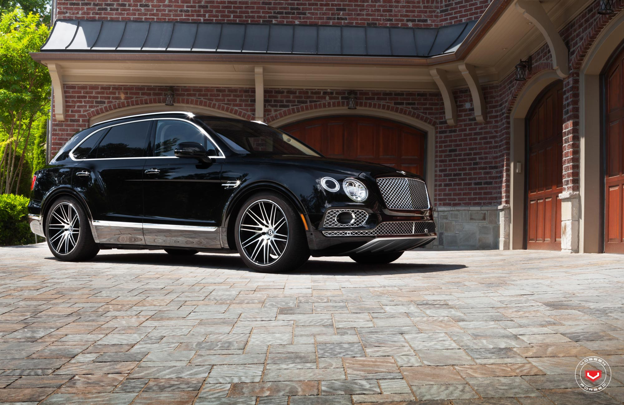 Chrome Bodyside Moldings on Black Bentley Bentayga - Photo by Vossen