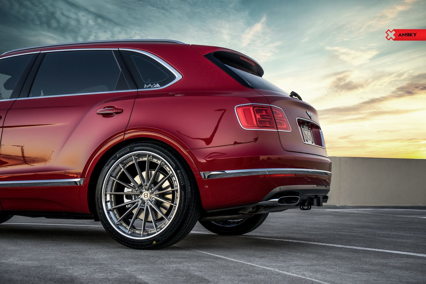 Chrome Anrky Wheels on Custom Red Bentley Bentayga - Photo by Anrky Wheels